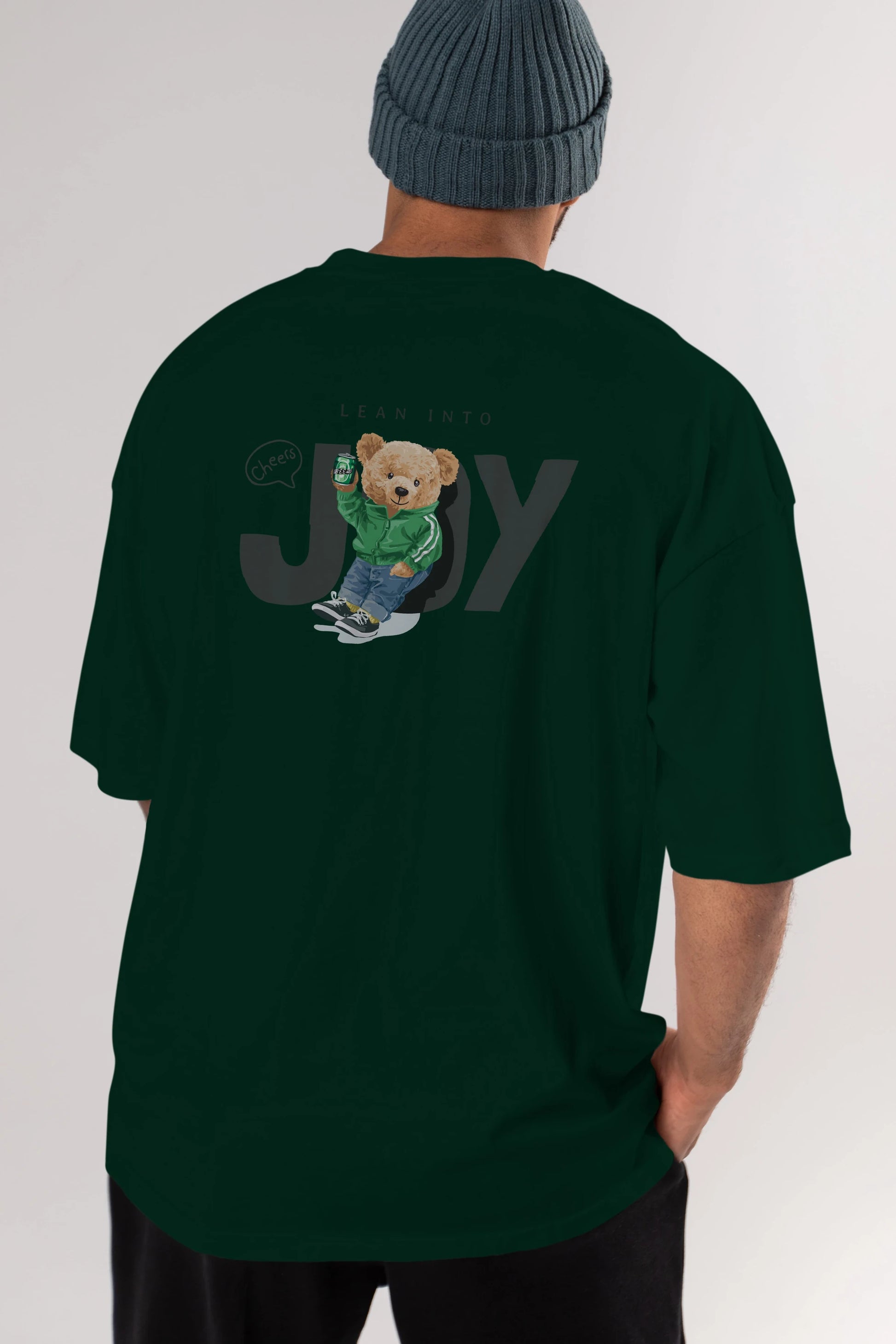 Teddy Bear Joy Arka Baskılı Oversize t-shirt Erkek Kadın Unisex %100 Pamuk