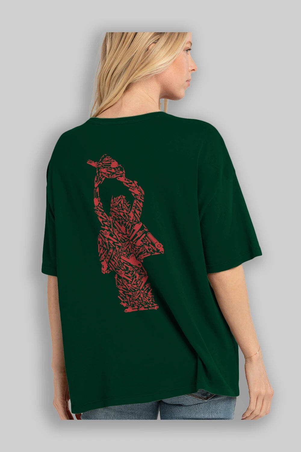 Chainsaw Arka Baskılı Oversize t-shirt %100 pamuk Erkek Kadın Unisex