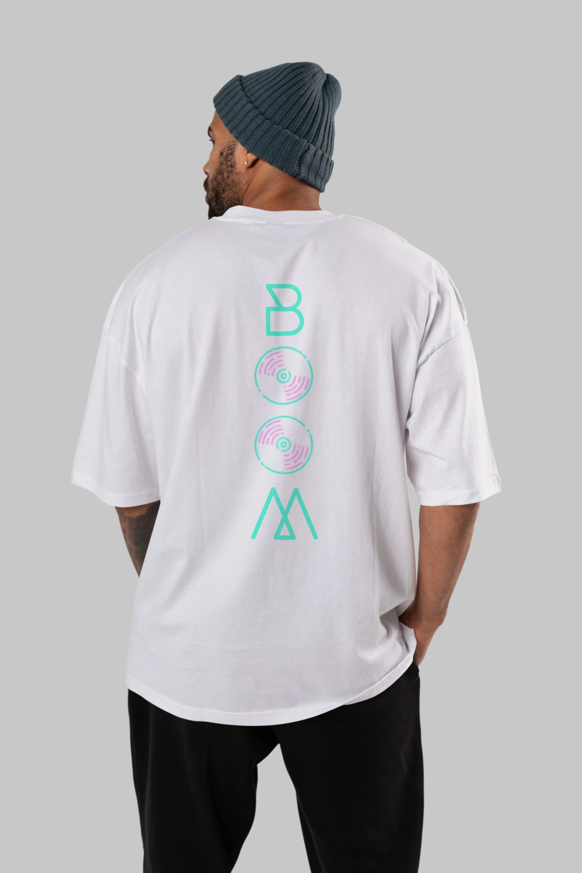 Boom Arka Baskılı Oversize t-shirt Erkek Kadın Unisex