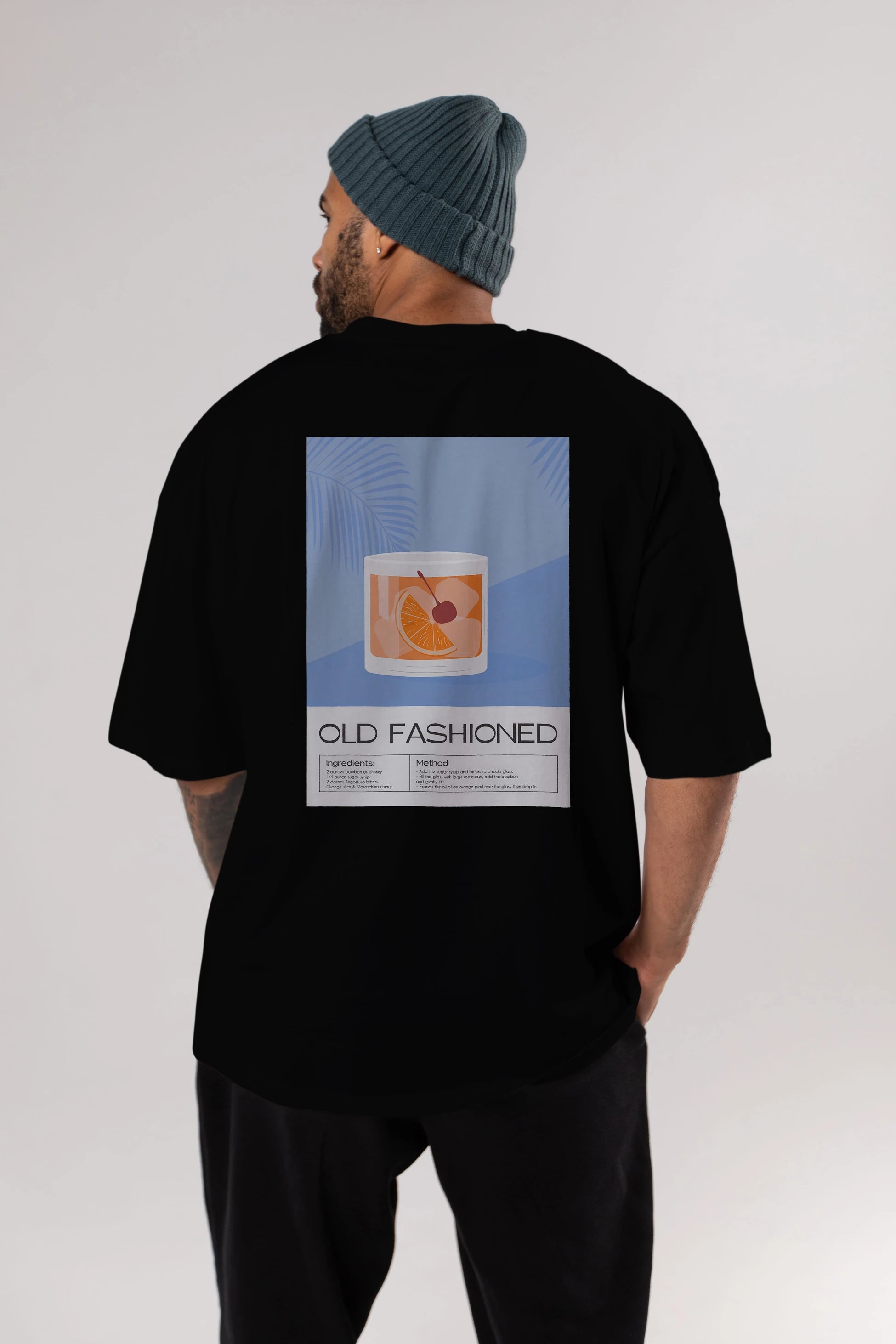 Old Fashioned 3 Arka Baskılı Oversize t-shirt Erkek Kadın Unisex %100 Pamuk Bisiklet Yaka tişort