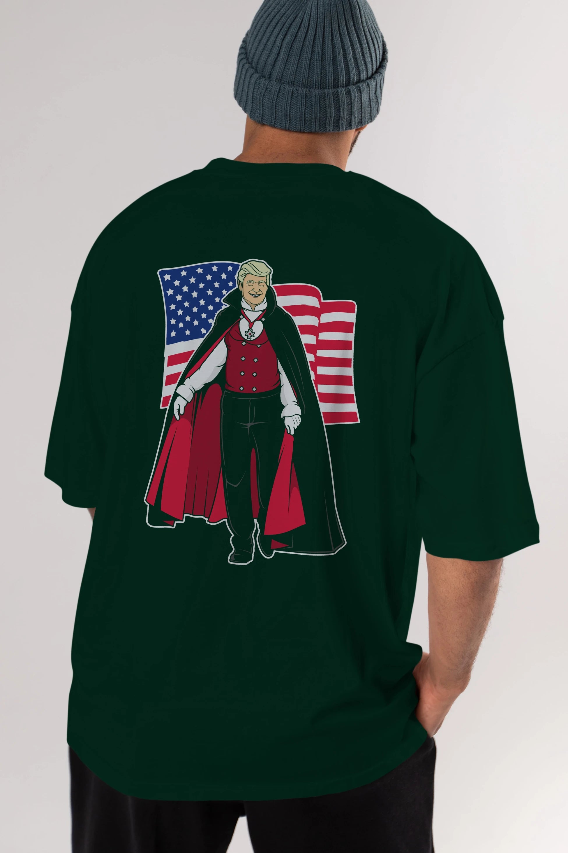 Trump Dracula Arka Baskılı Oversize t-shirt Erkek Kadın Unisex %100 Pamuk tişort