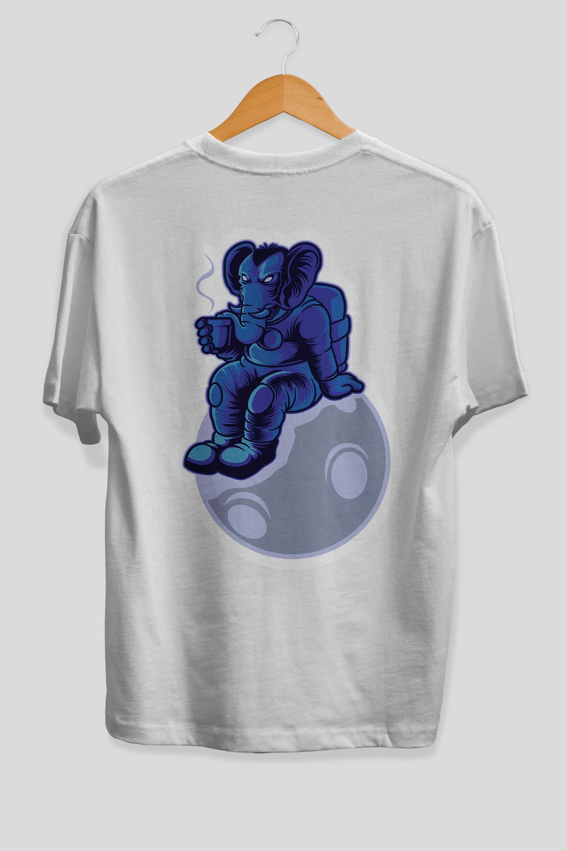 Space Elephant Drink Coffee Sticker Arka Baskılı Oversize t-shirt Erkek Kadın Unisex