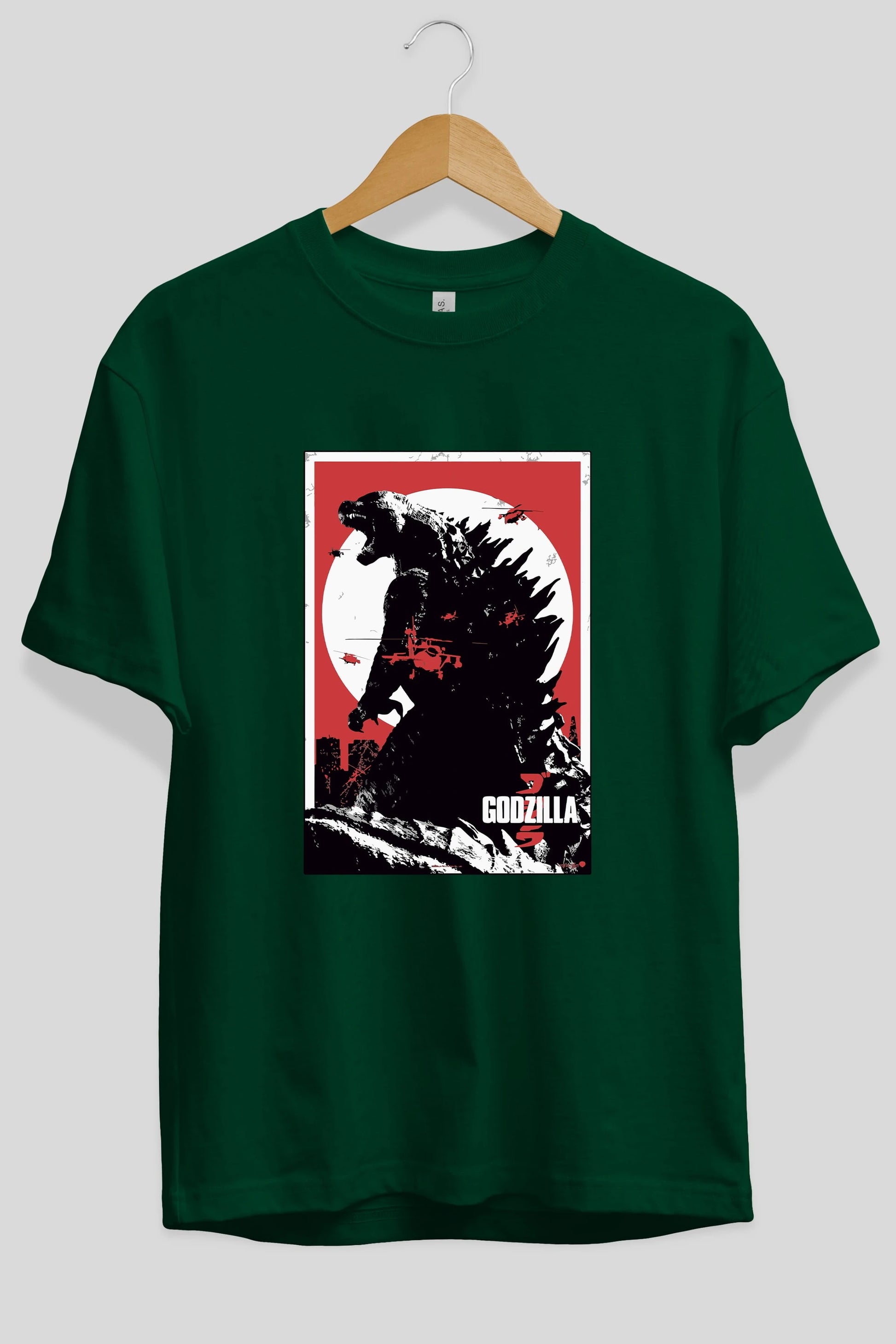 Godzilla (2) Ön Baskılı Oversize t-shirt Erkek Kadın Unisex %100 Pamuk Bisiklet Yaka tişort