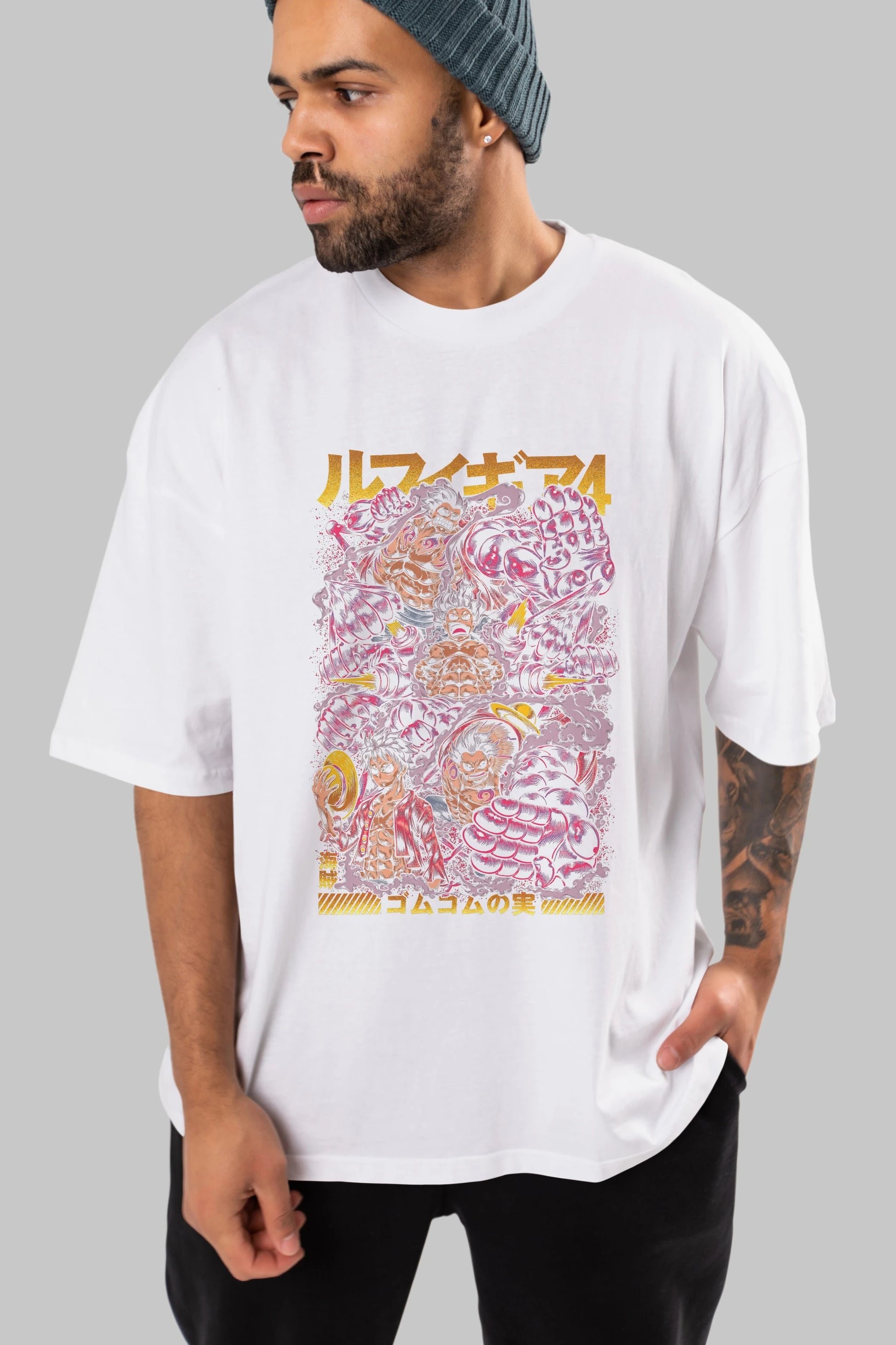 MONKEY D. LUFFY (2) Anime Ön Baskılı Oversize t-shirt %100 pamuk Erkek Kadın Unisex