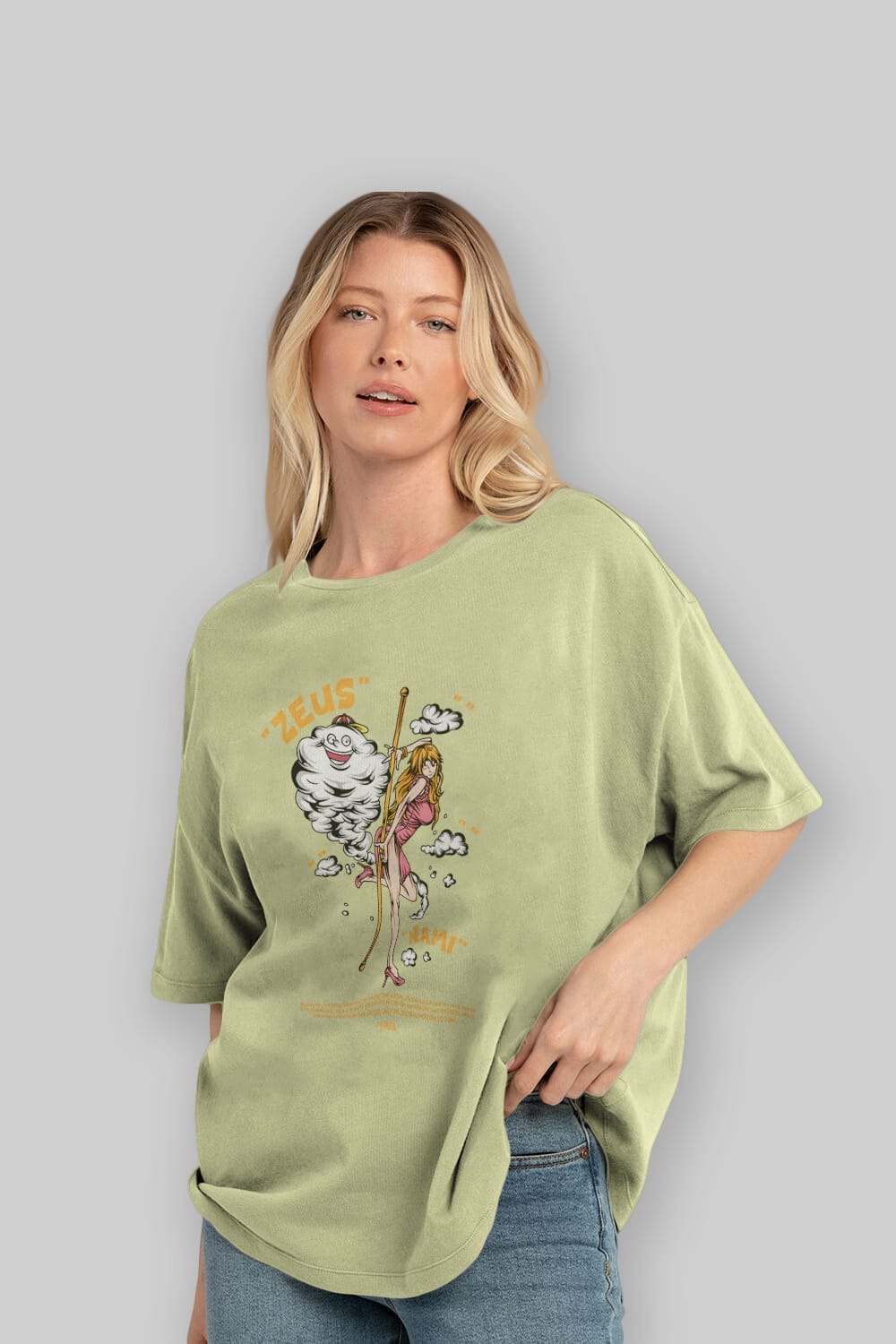 Zeus Nami Anime Ön Baskılı Oversize t-shirt %100 pamuk Erkek Kadın Unisex