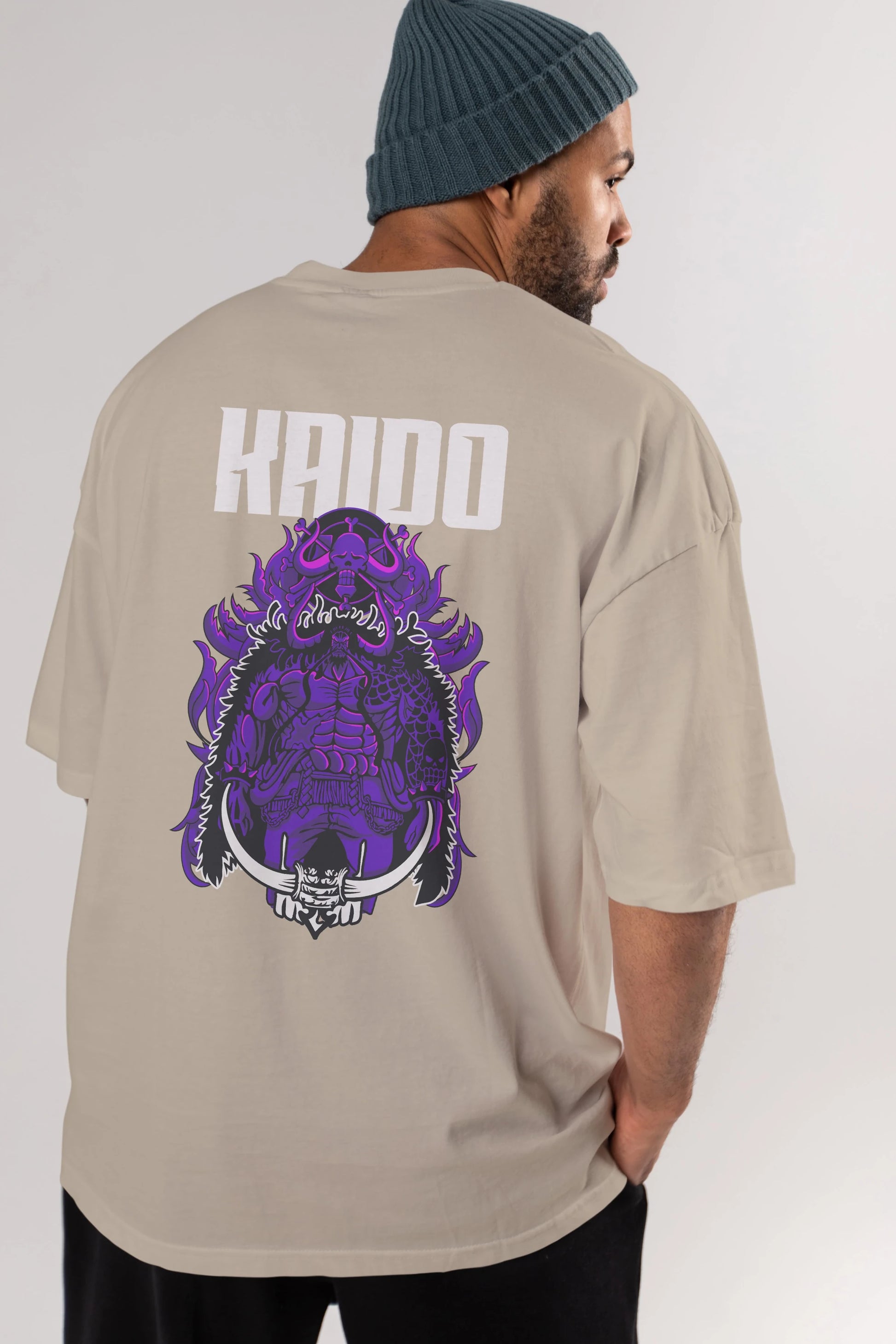 Kaido Anime Arka Baskılı Oversize t-shirt Erkek Kadın Unisex %100 pamuk tişort