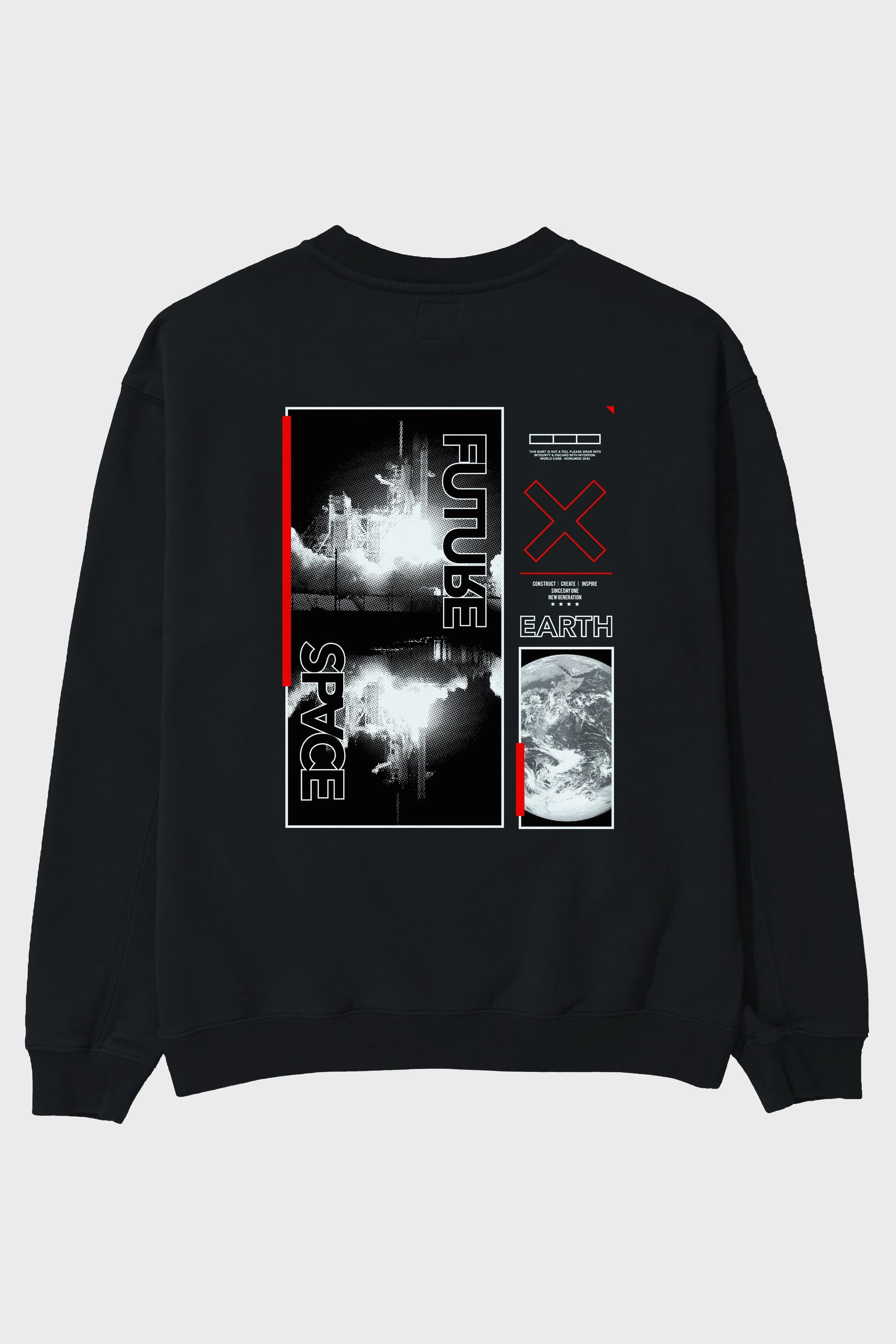 Future Space Arka Baskılı Oversize Sweatshirt Erkek Kadın Unisex