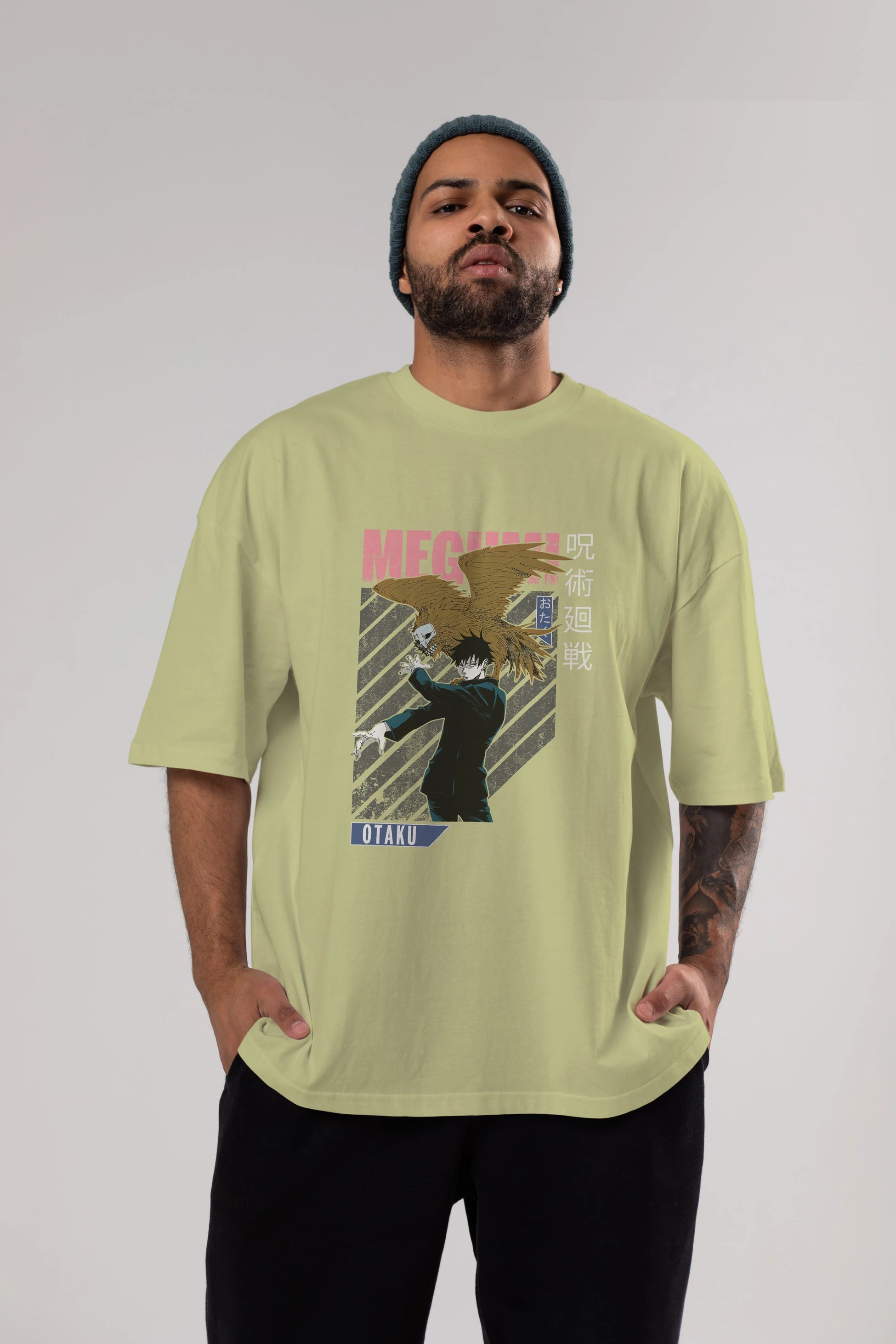 Megumi Fushiguro 2 Anime Ön Baskılı Oversize t-shirt %100 pamuk Erkek Kadın Unisex
