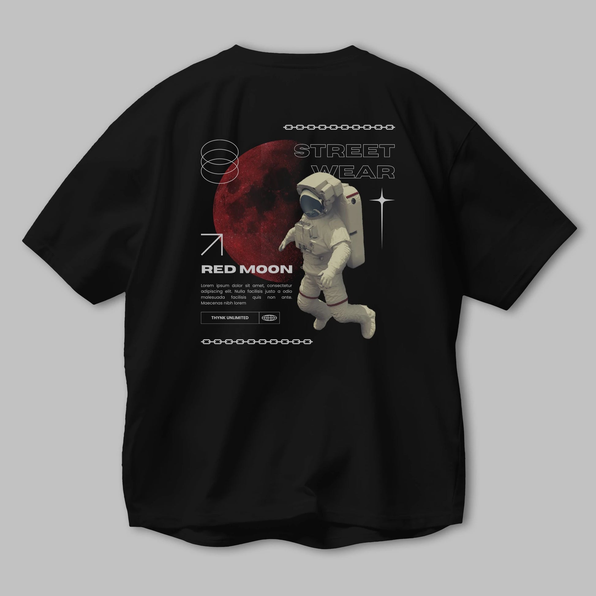 Red Moon Streetwear Arka Baskılı Oversize t-shirt Erkek Kadın Unisex