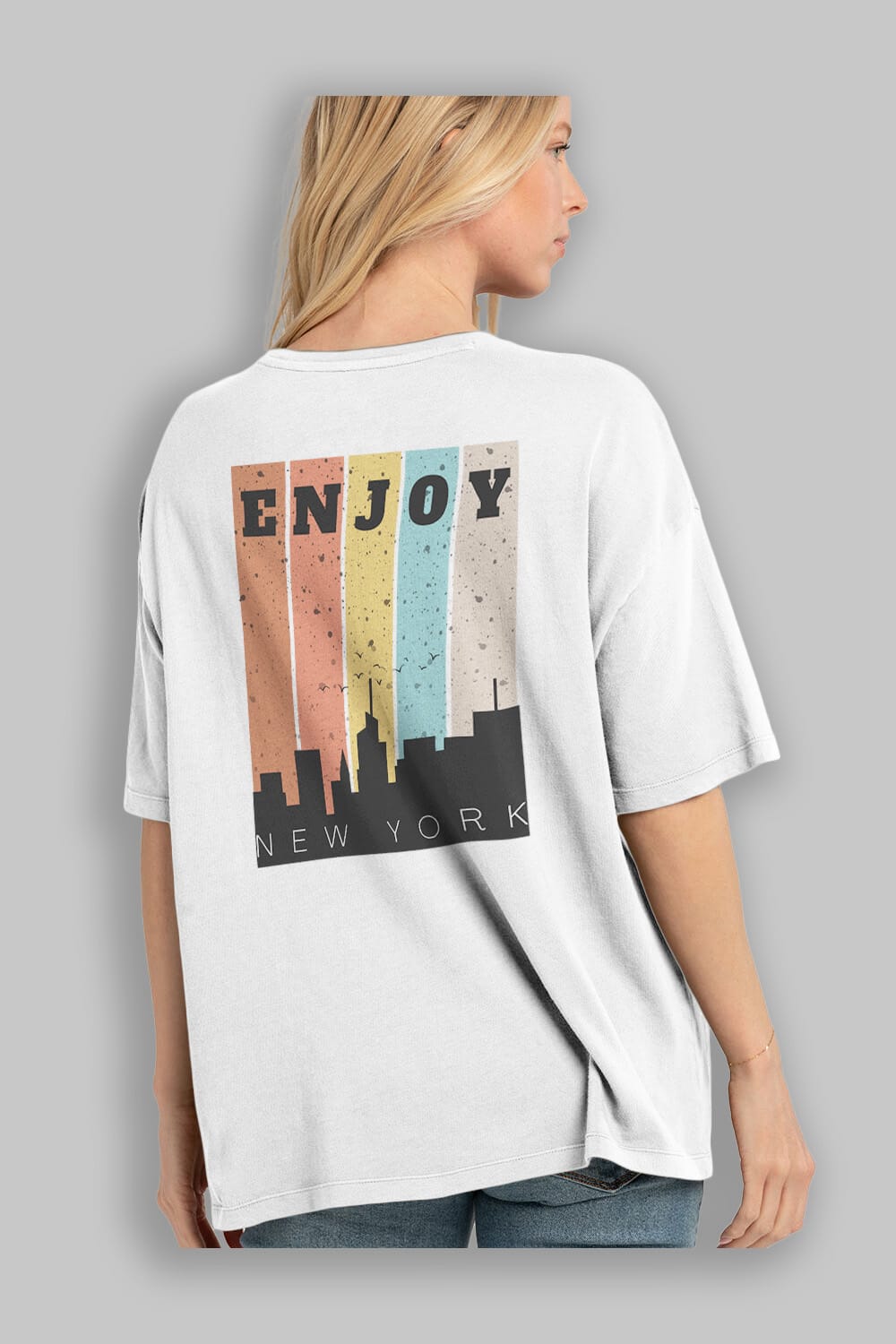 Enjoy New York Yazılı Arka Baskılı Oversize t-shirt Erkek Kadın Unisex