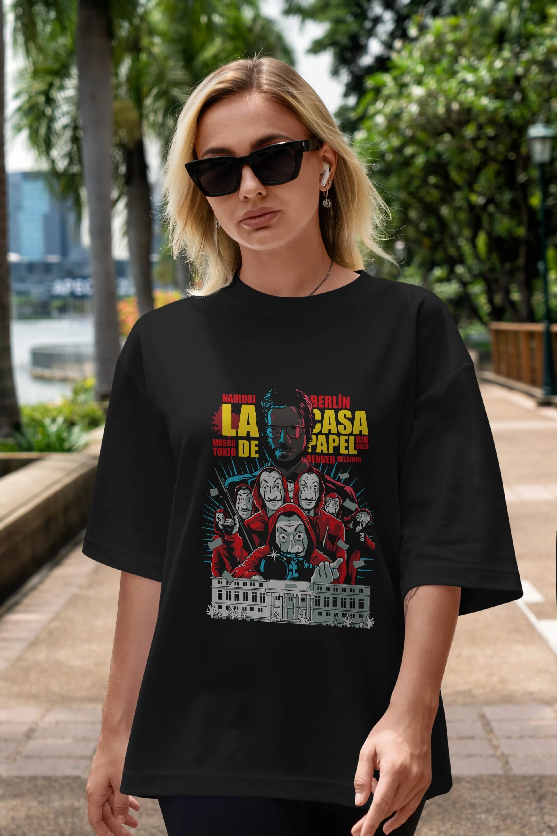 La Casa De Papel (6) Ön Baskılı Oversize t-shirt Erkek Kadın Unisex %100 Pamuk Bisiklet Yaka tişort
