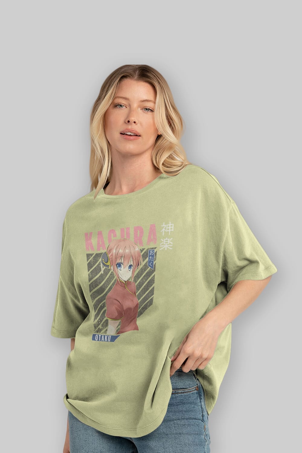 Kagura GINTAMA Anime Ön Baskılı Oversize t-shirt %100 pamuk Erkek Kadın Unisex