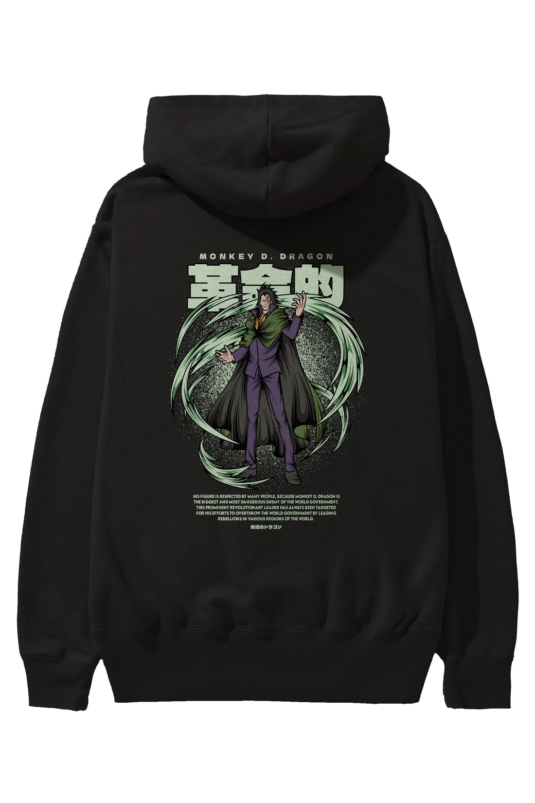 Monkey D. Dragon Anime Arka Baskılı Hoodie Oversize Kapüşonlu Sweatshirt Erkek Kadın Unisex