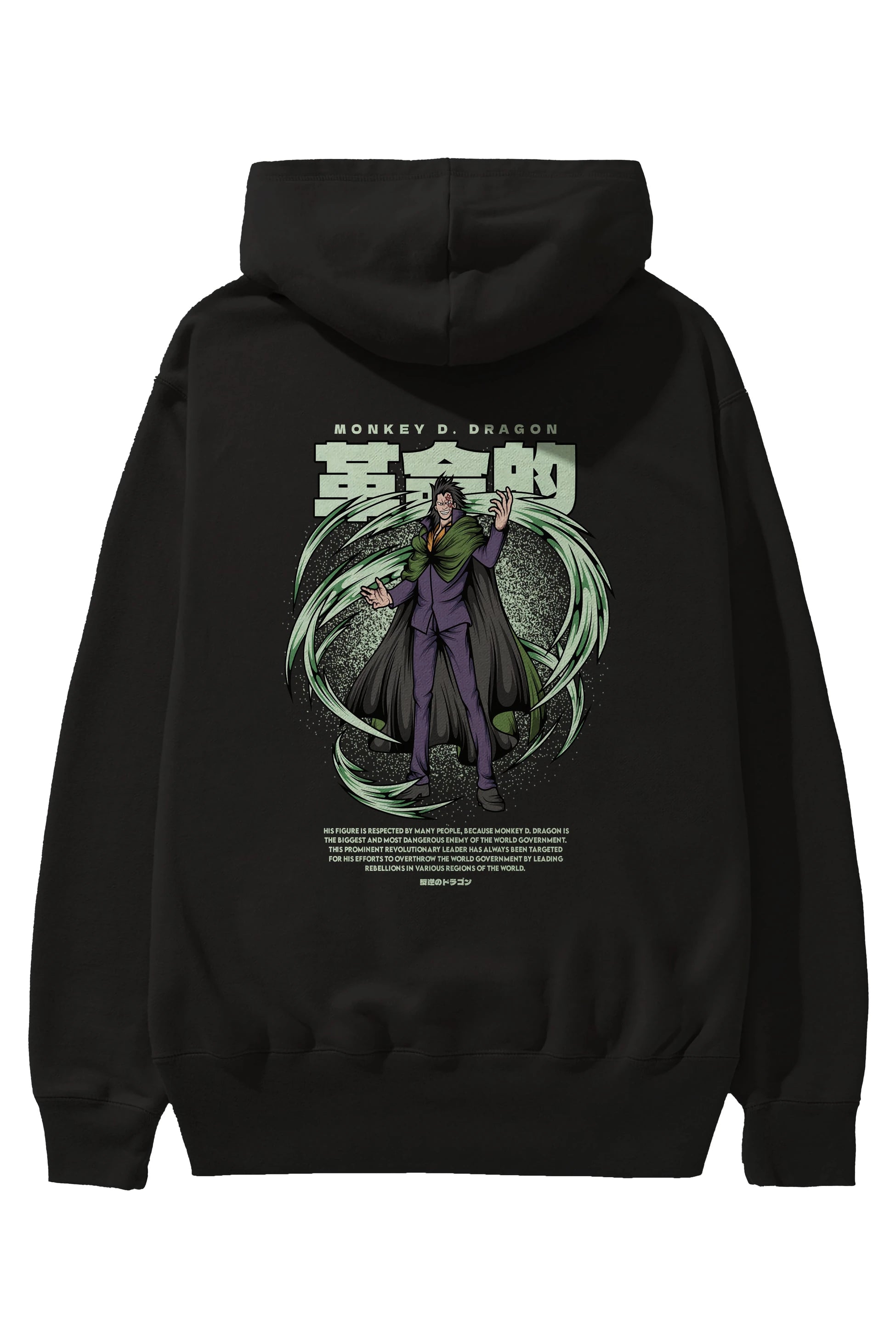 Monkey D. Dragon Anime Arka Baskılı Hoodie Oversize Kapüşonlu Sweatshirt Erkek Kadın Unisex