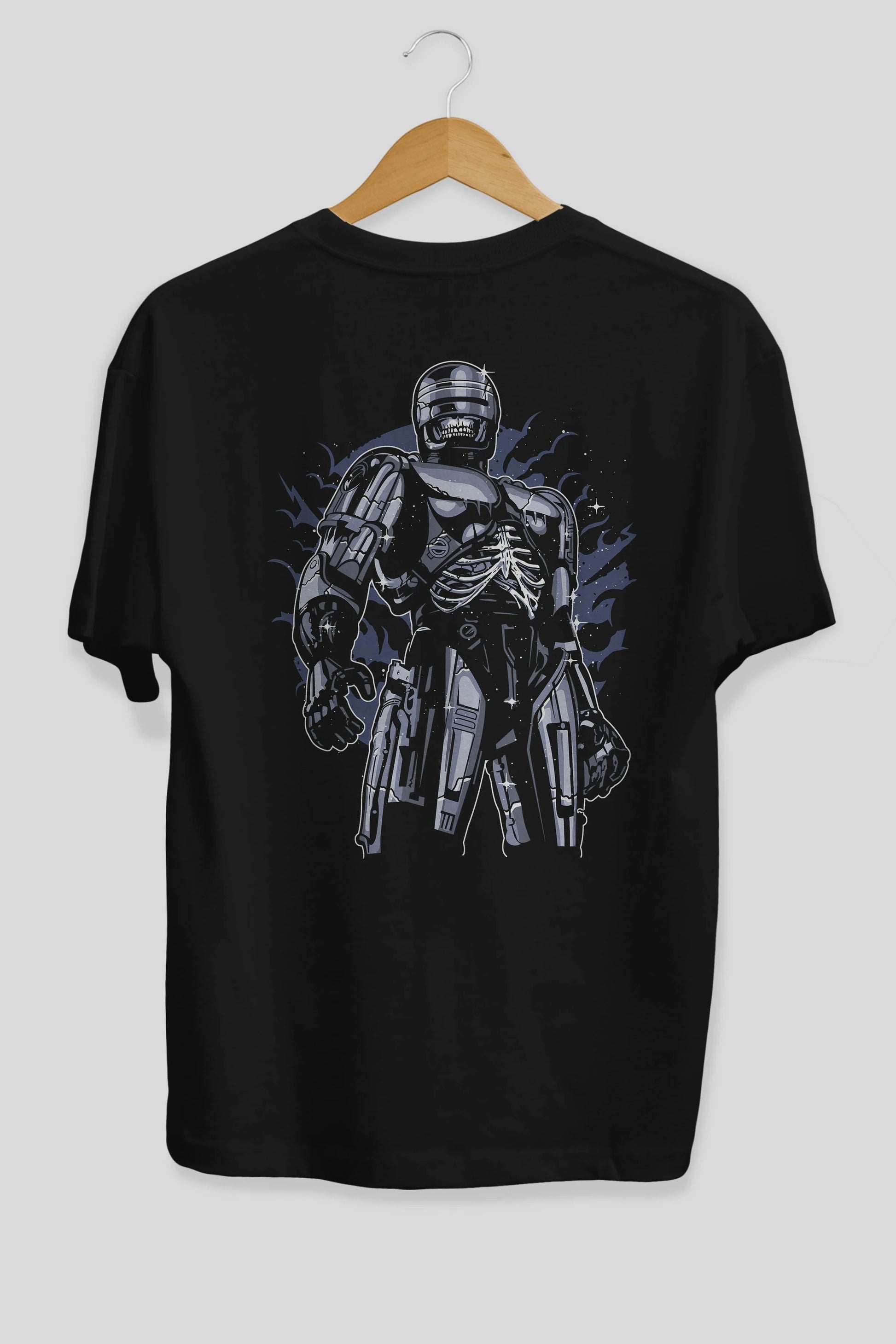 Roboskull Arka Baskılı Oversize t-shirt Erkek Kadın Unisex %100 Pamuk