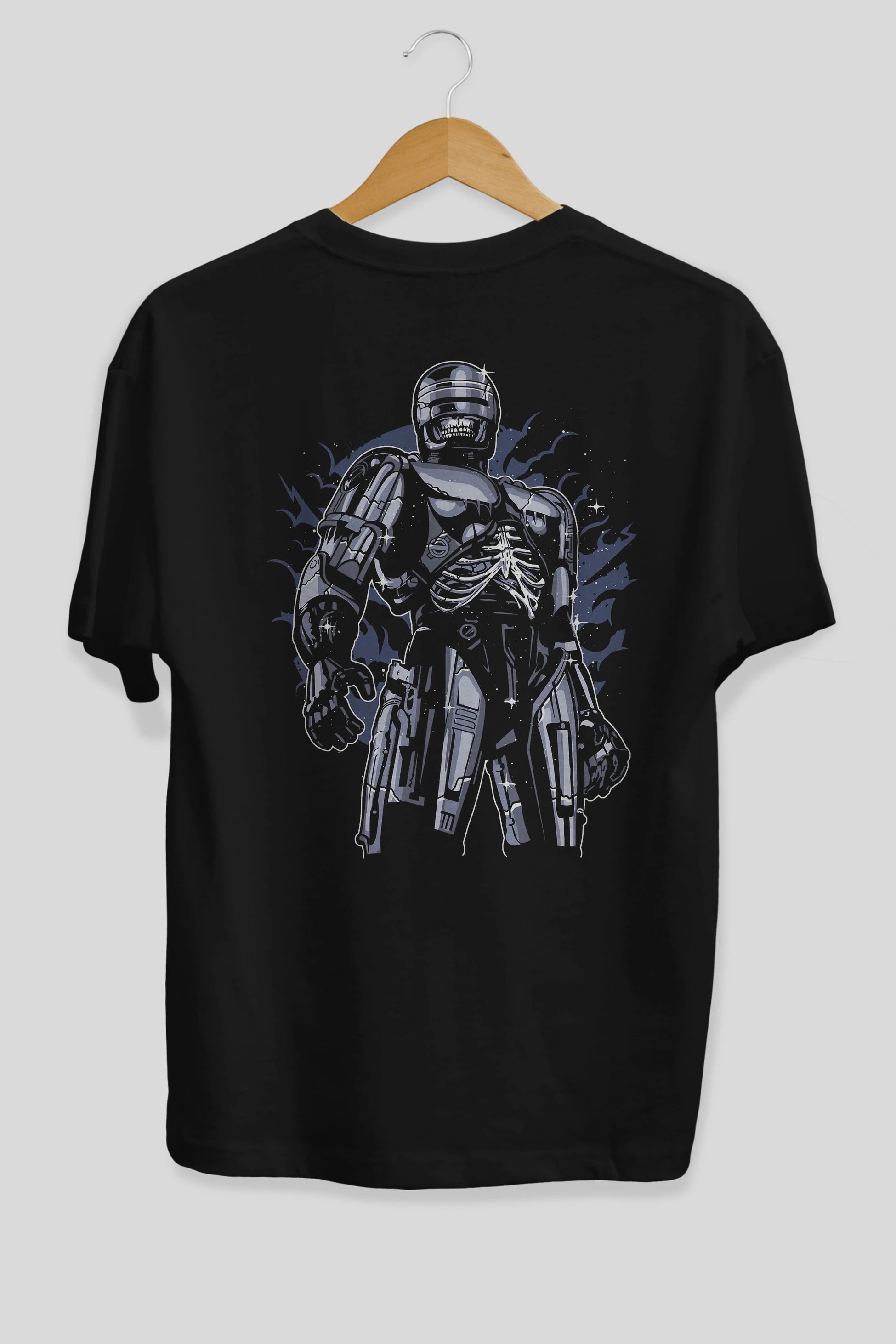 Roboskull Arka Baskılı Oversize t-shirt Erkek Kadın Unisex %100 Pamuk