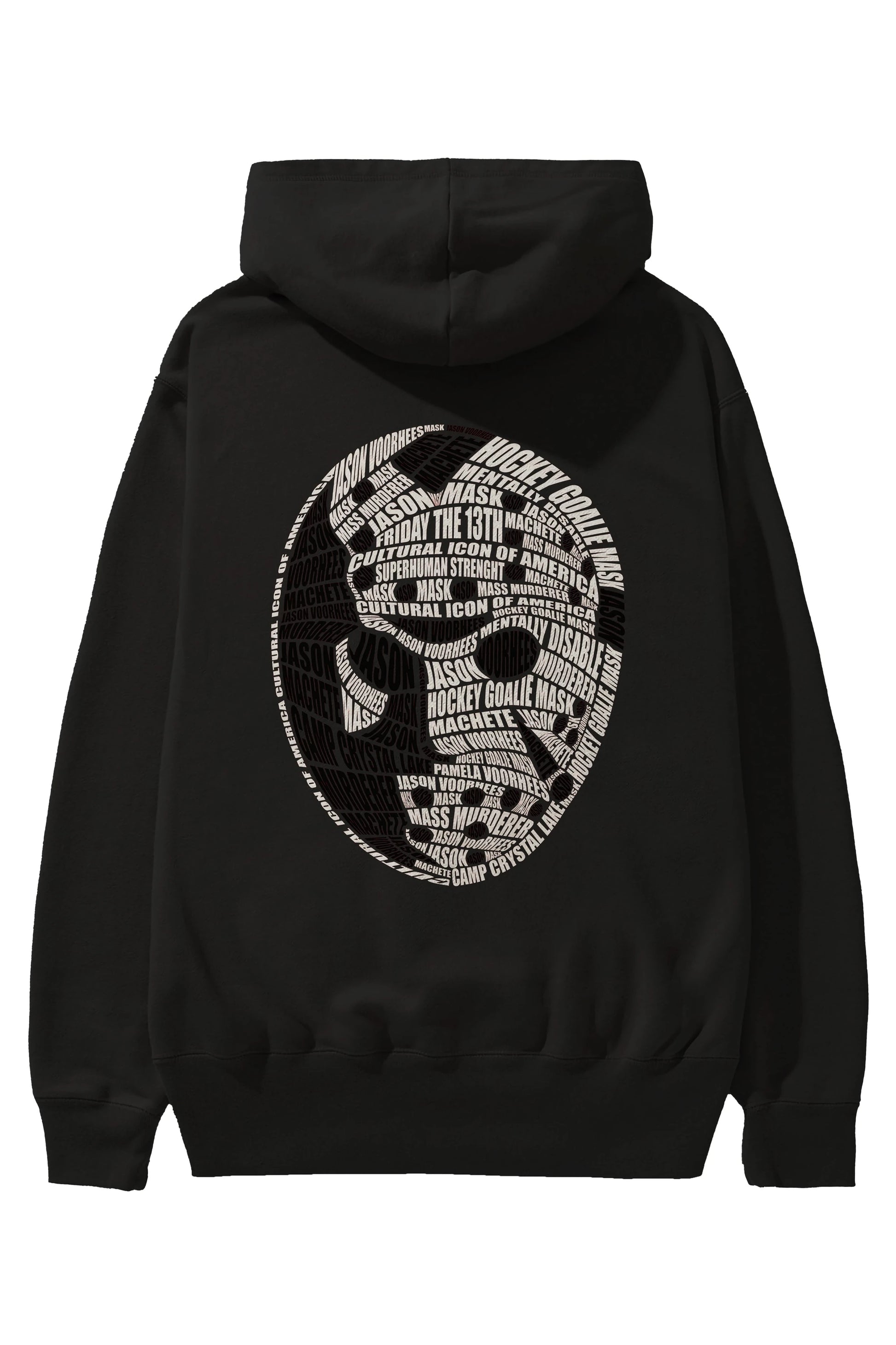 Jason Voorhees Calligram Arka Baskılı Hoodie Oversize Kapüşonlu Sweatshirt Erkek Kadın Unisex