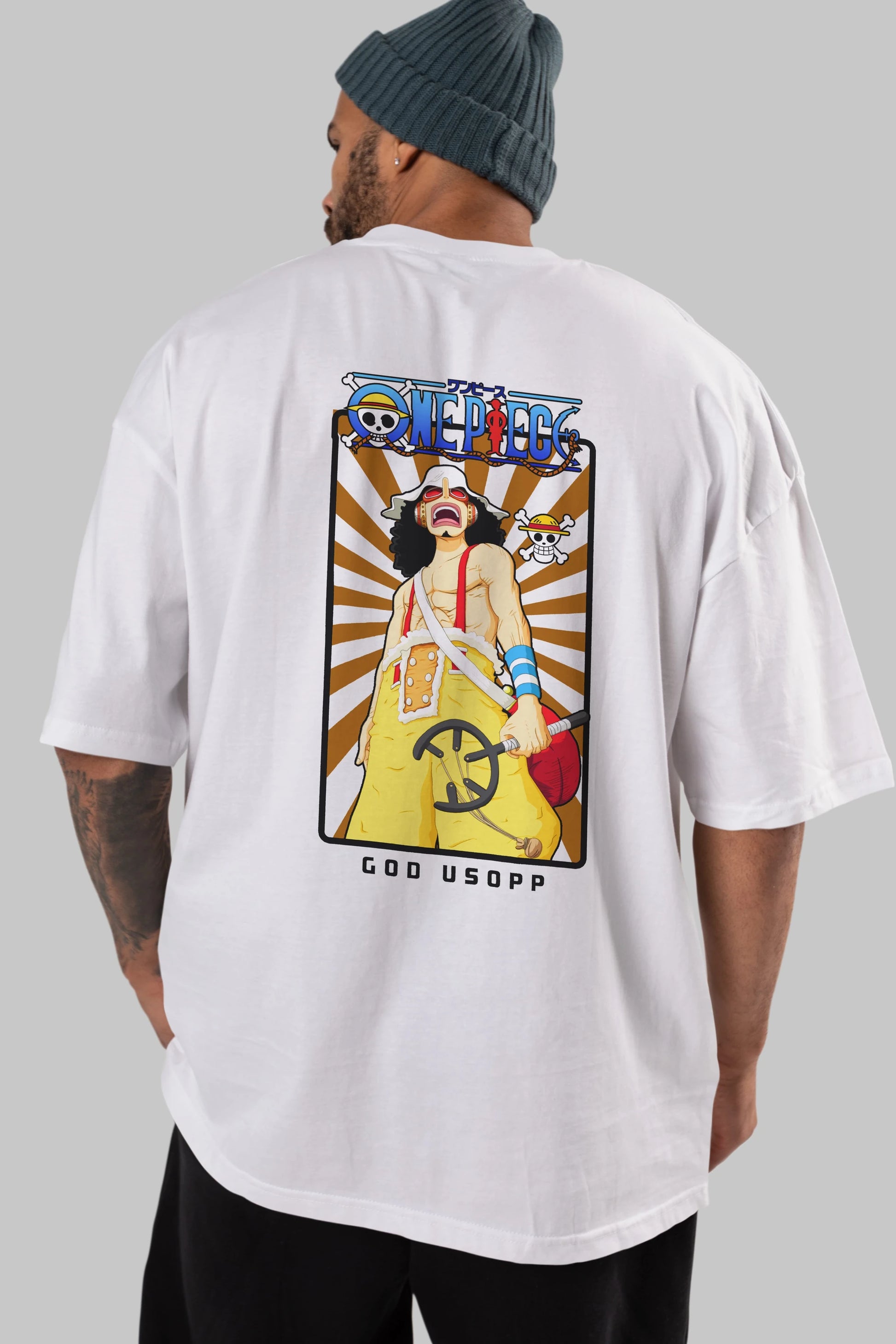 Usopp Anime Arka Baskılı Oversize t-shirt Erkek Kadın Unisex %100 pamuk tişort
