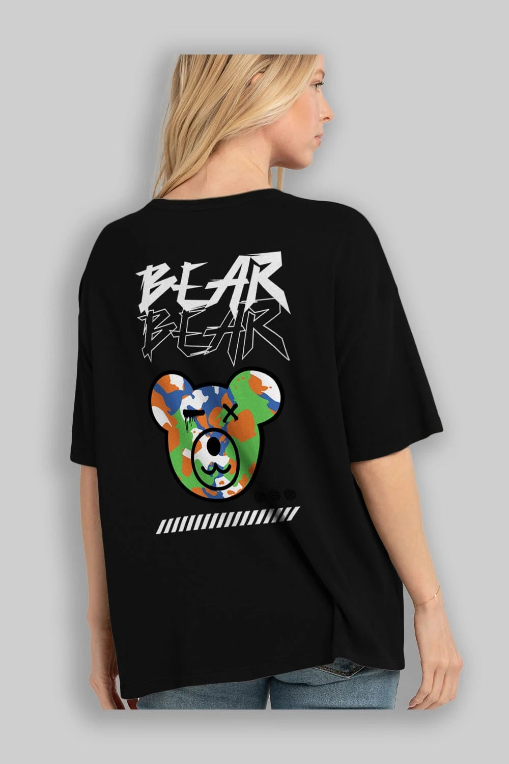 Bear Bear Arka Baskılı Oversize t-shirt Erkek Kadın Unisex