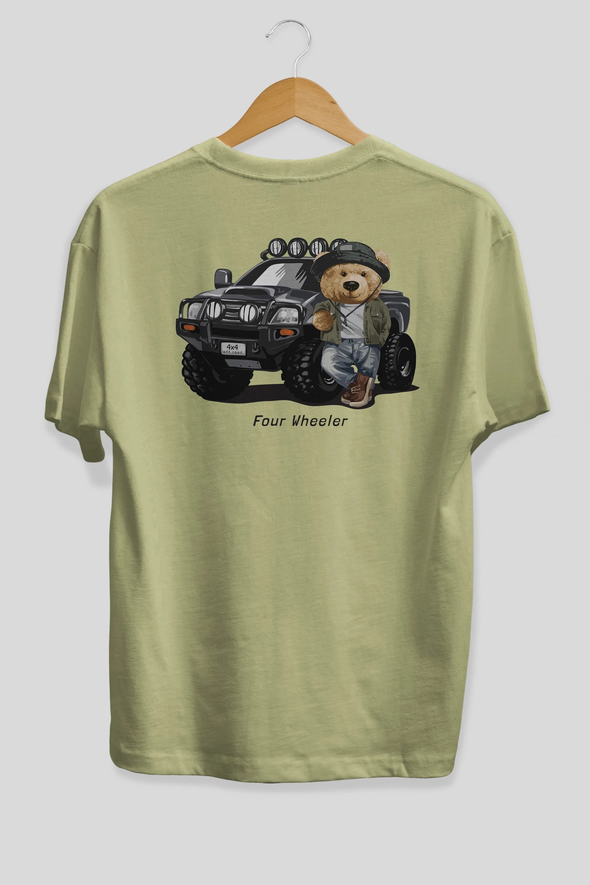 Teddy Bear Off Road Arka Baskılı Oversize t-shirt Erkek Kadın Unisex %100 Pamuk