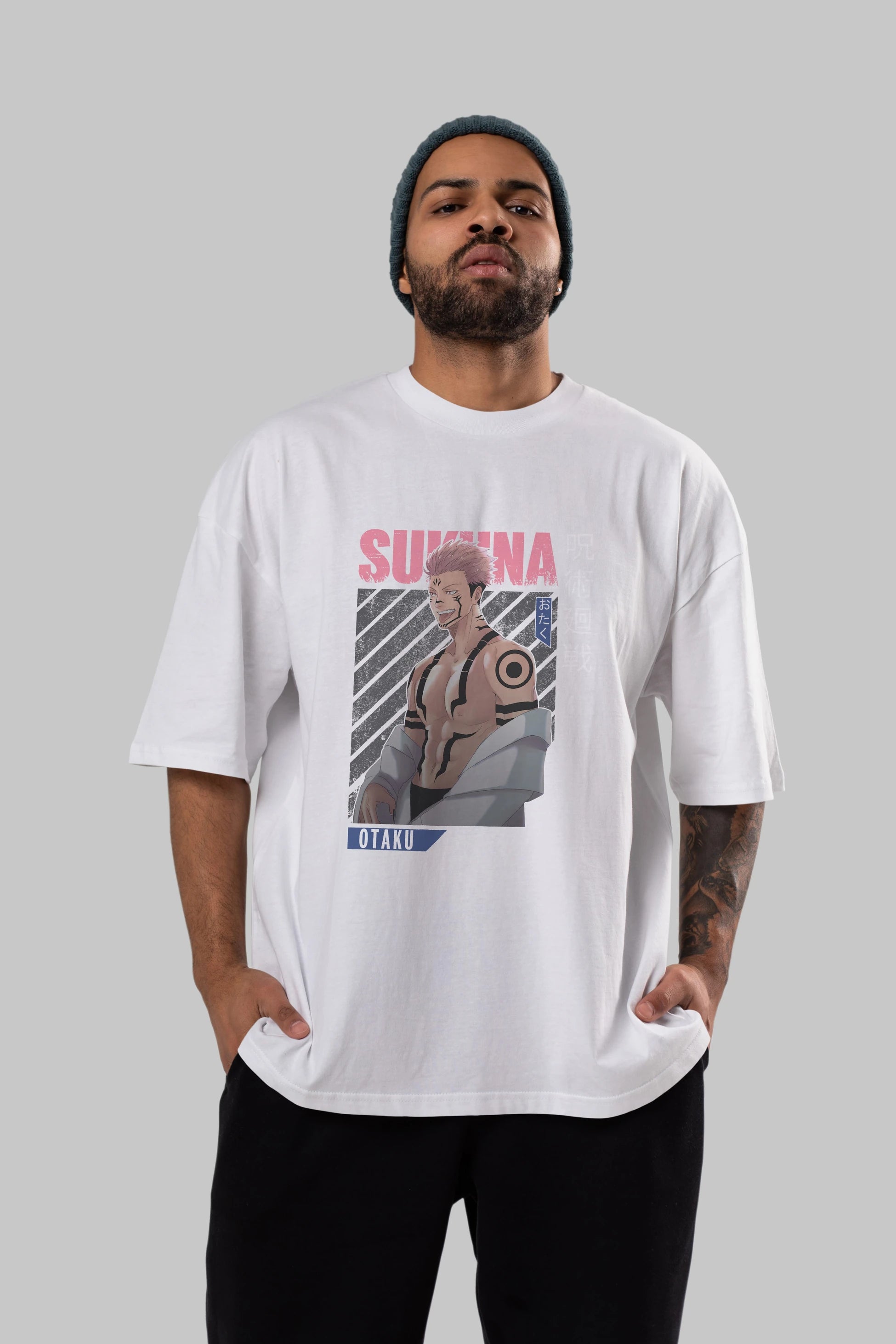 Sukuna Ryoumen Anime Ön Baskılı Oversize t-shirt %100 pamuk Erkek Kadın Unisex