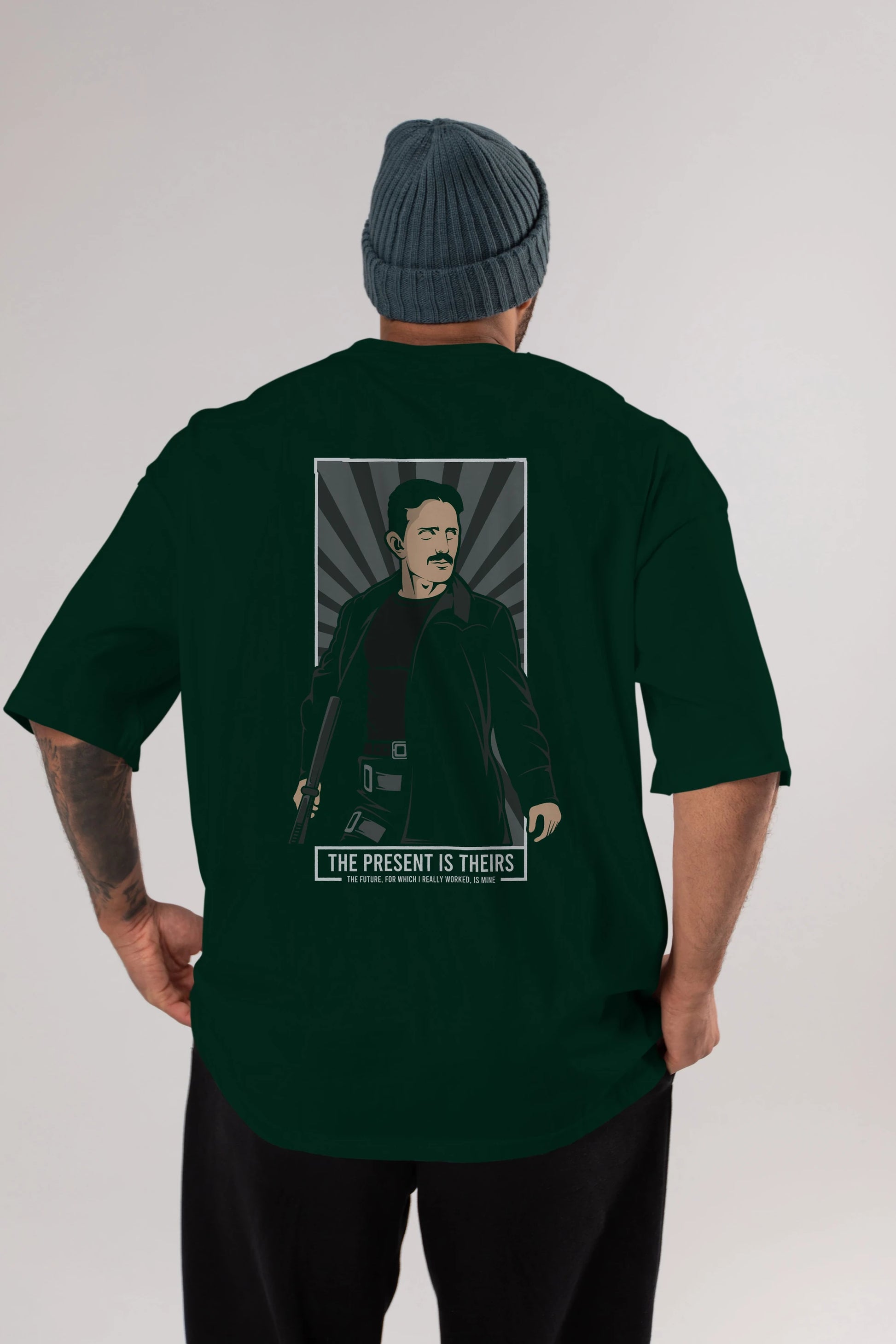 Tesla Matrix Arka Baskılı Oversize t-shirt Erkek Kadın Unisex %100 Pamuk tişort
