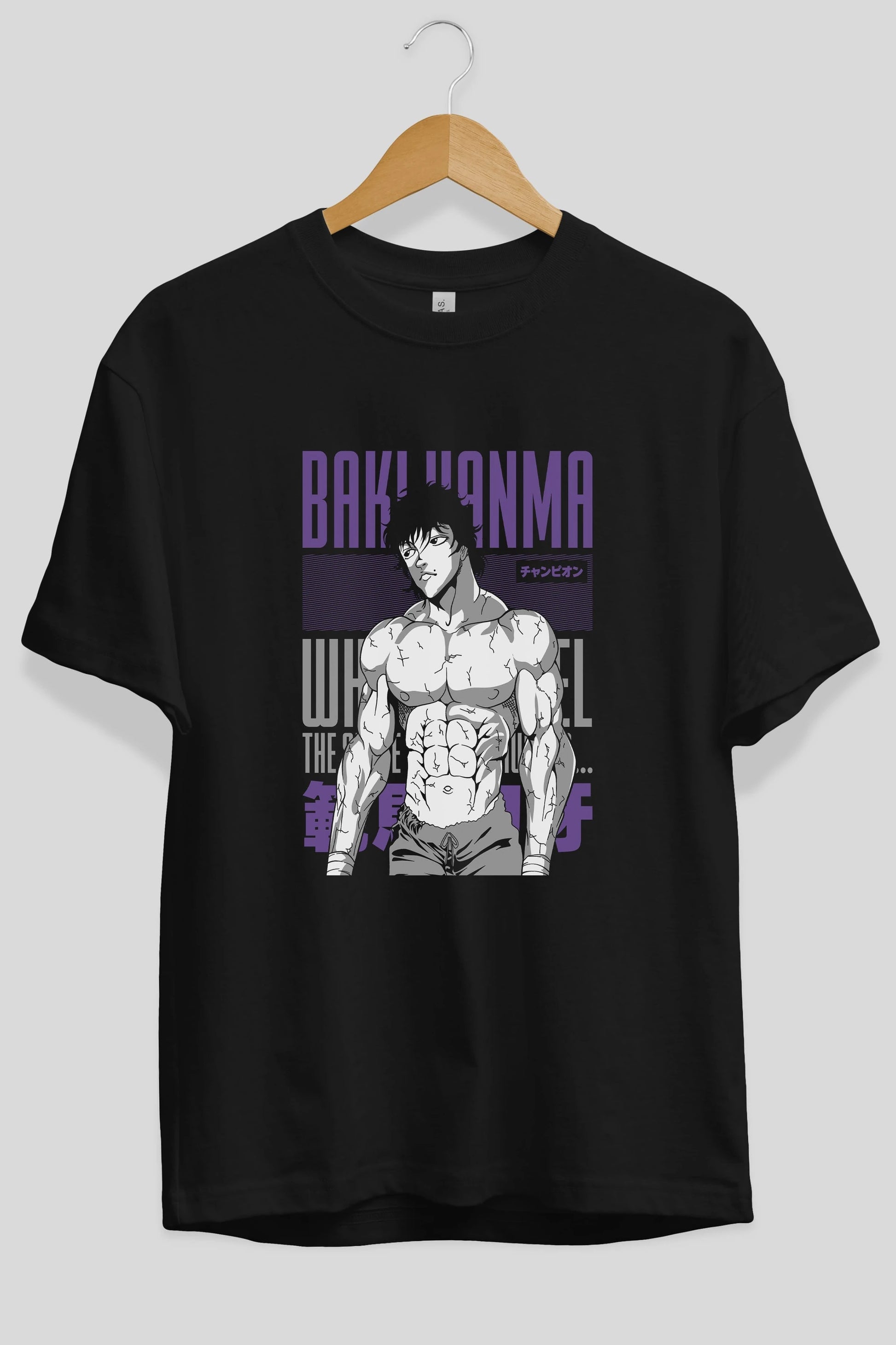 BAKI HANMA (2) Anime Ön Baskılı Oversize t-shirt %100 pamuk Erkek Kadın Unisex