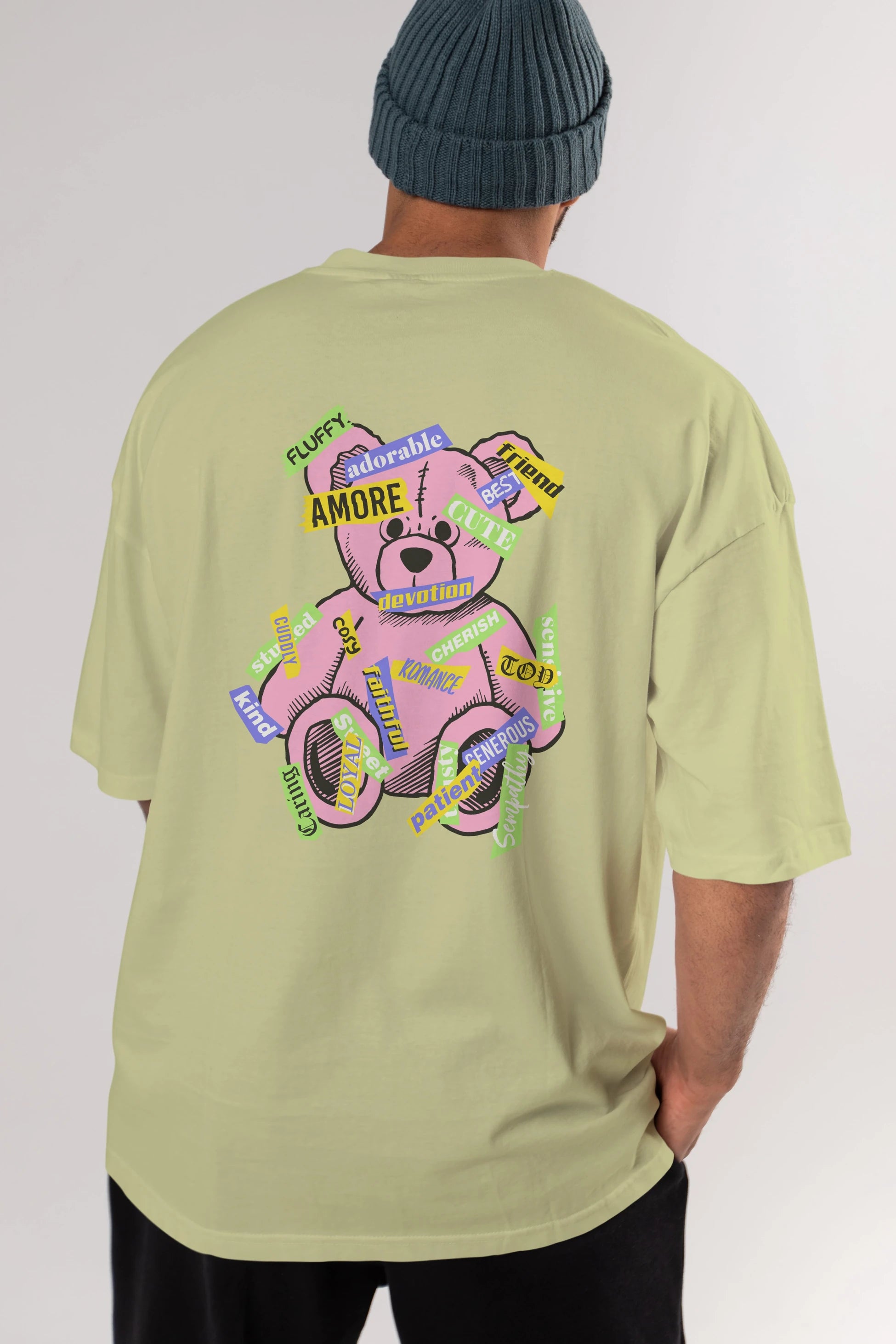 Teddy Bear Cute Arka Baskılı Oversize t-shirt Erkek Kadın Unisex