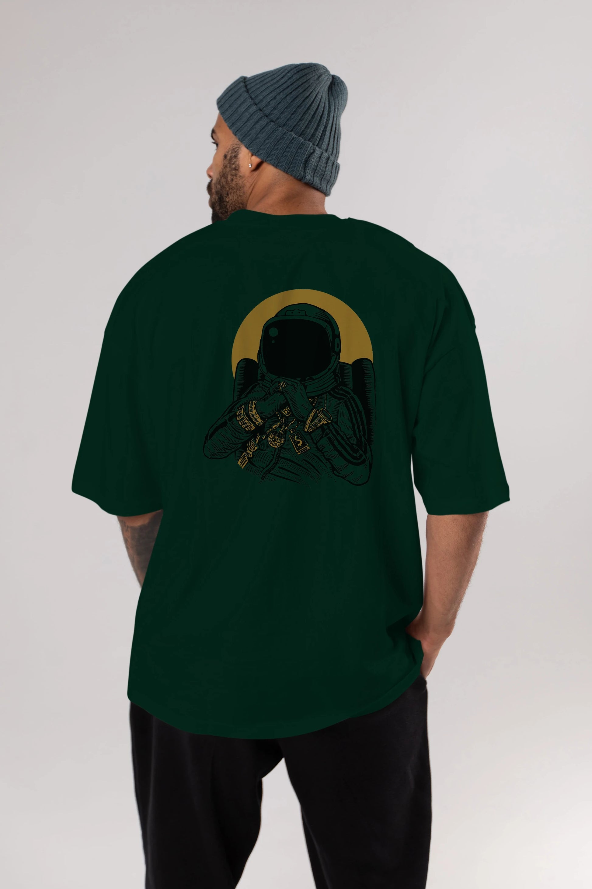 Space Dee Jay Arka Baskılı Oversize t-shirt Erkek Kadın Unisex %100 Pamuk