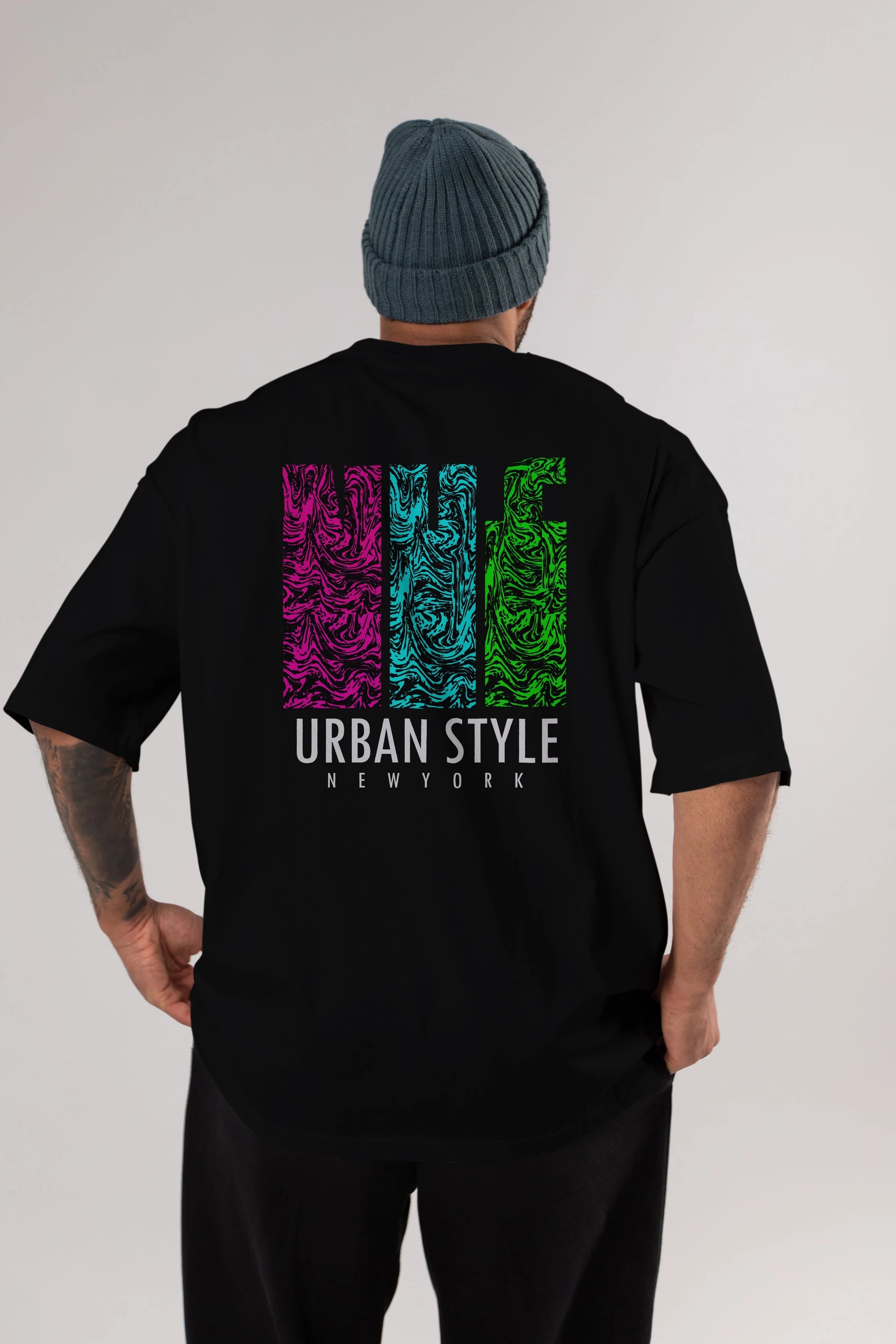 Urban Style Newyork Arka Baskılı Oversize t-shirt Erkek Kadın Unisex