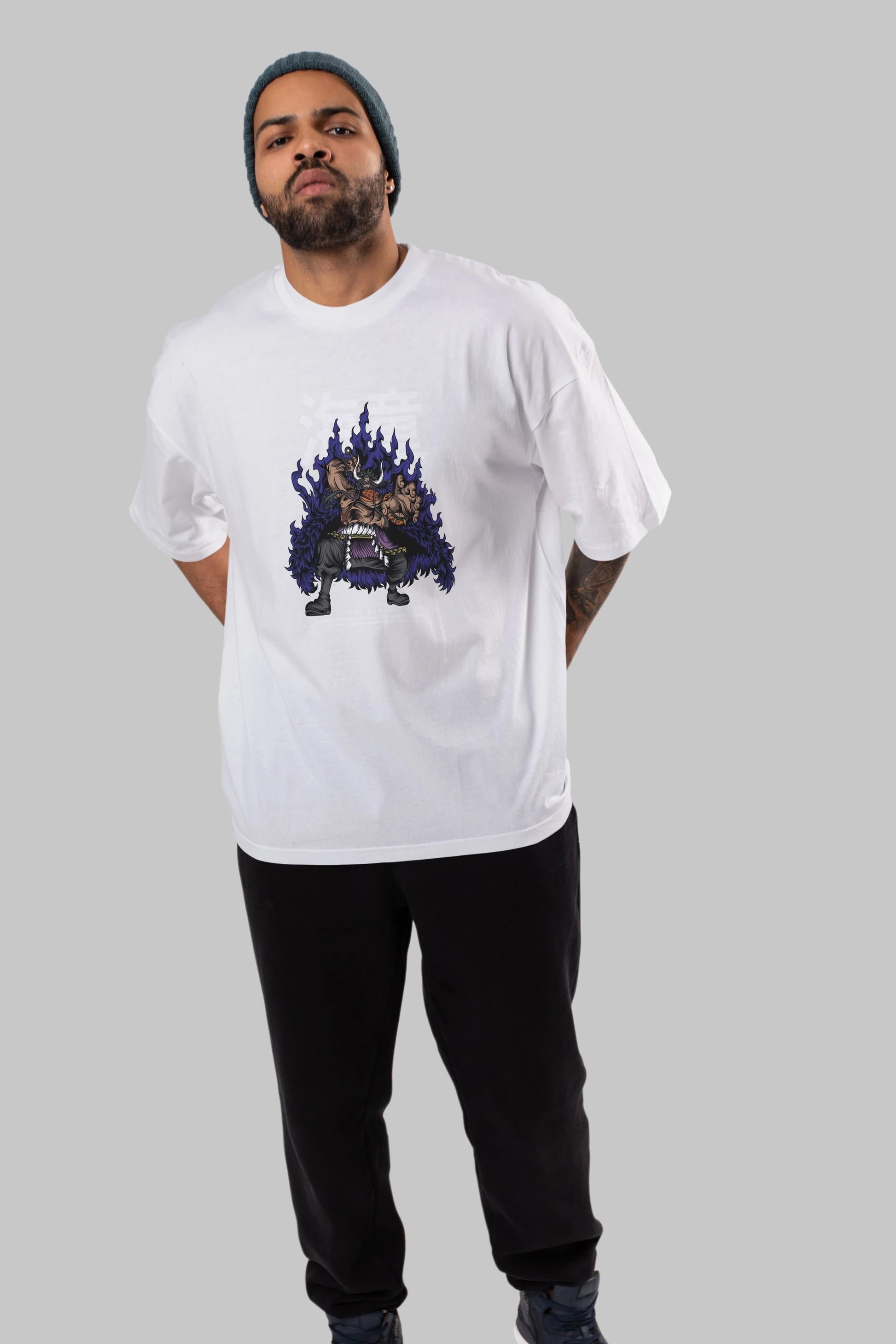 Kaido Anime Ön Baskılı Oversize t-shirt %100 pamuk Erkek Kadın Unisex