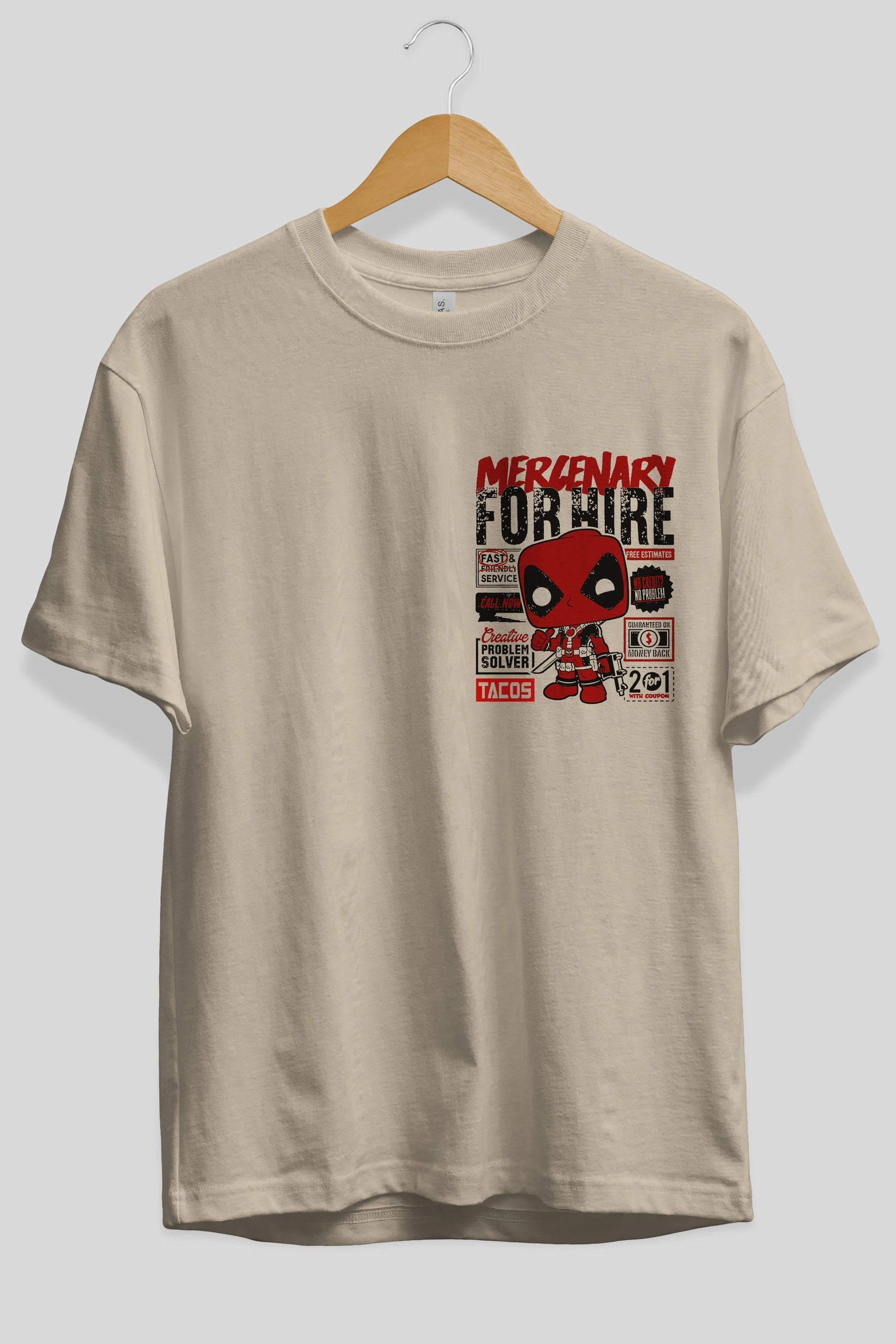 Deadpool (18) Ön Sol Baskılı Oversize t-shirt Erkek Kadın Unisex %100 Pamuk Bisiklet Yaka tişort