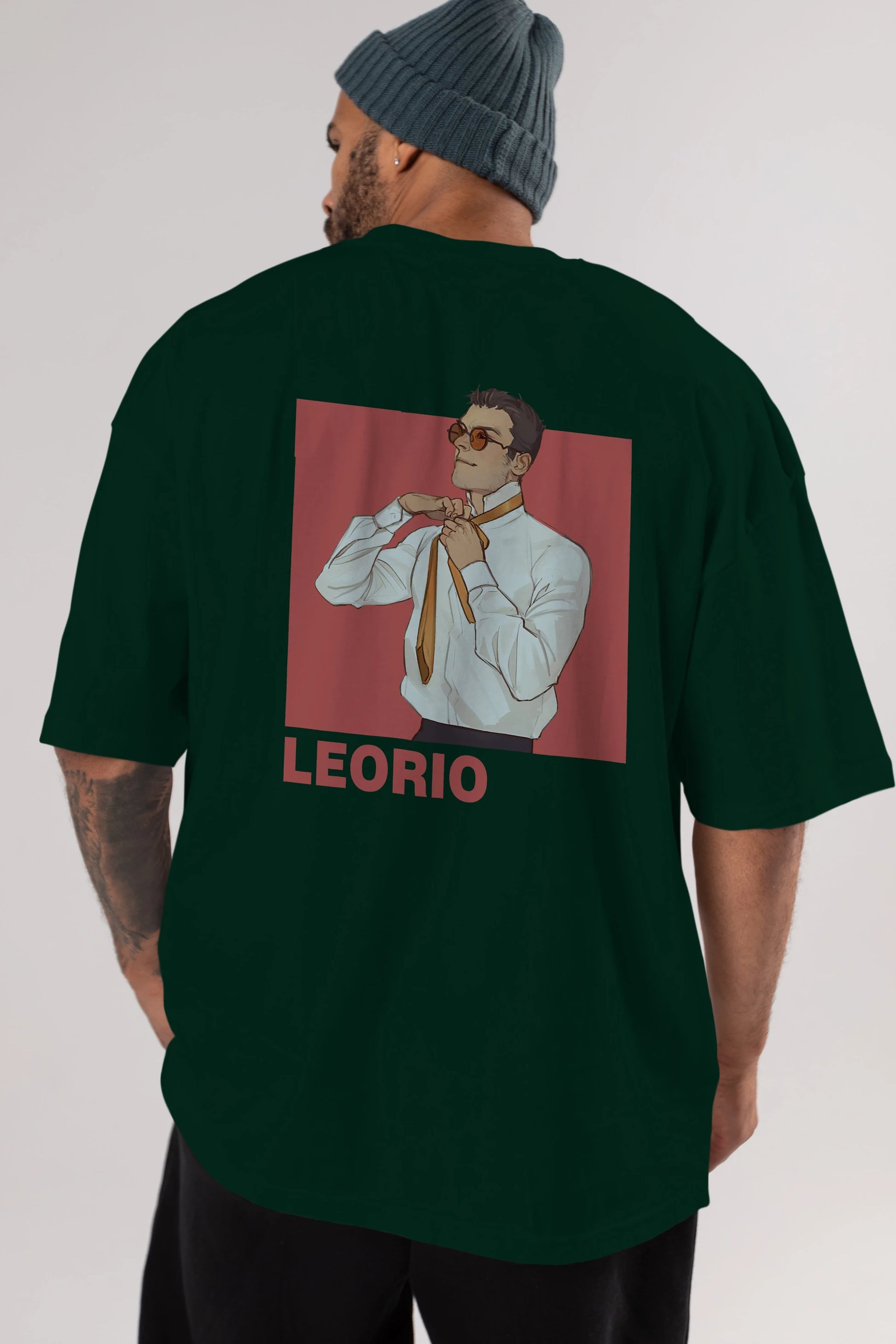Leorio Paladiknight 5 Anime Arka Baskılı Oversize t-shirt Erkek Kadın Unisex