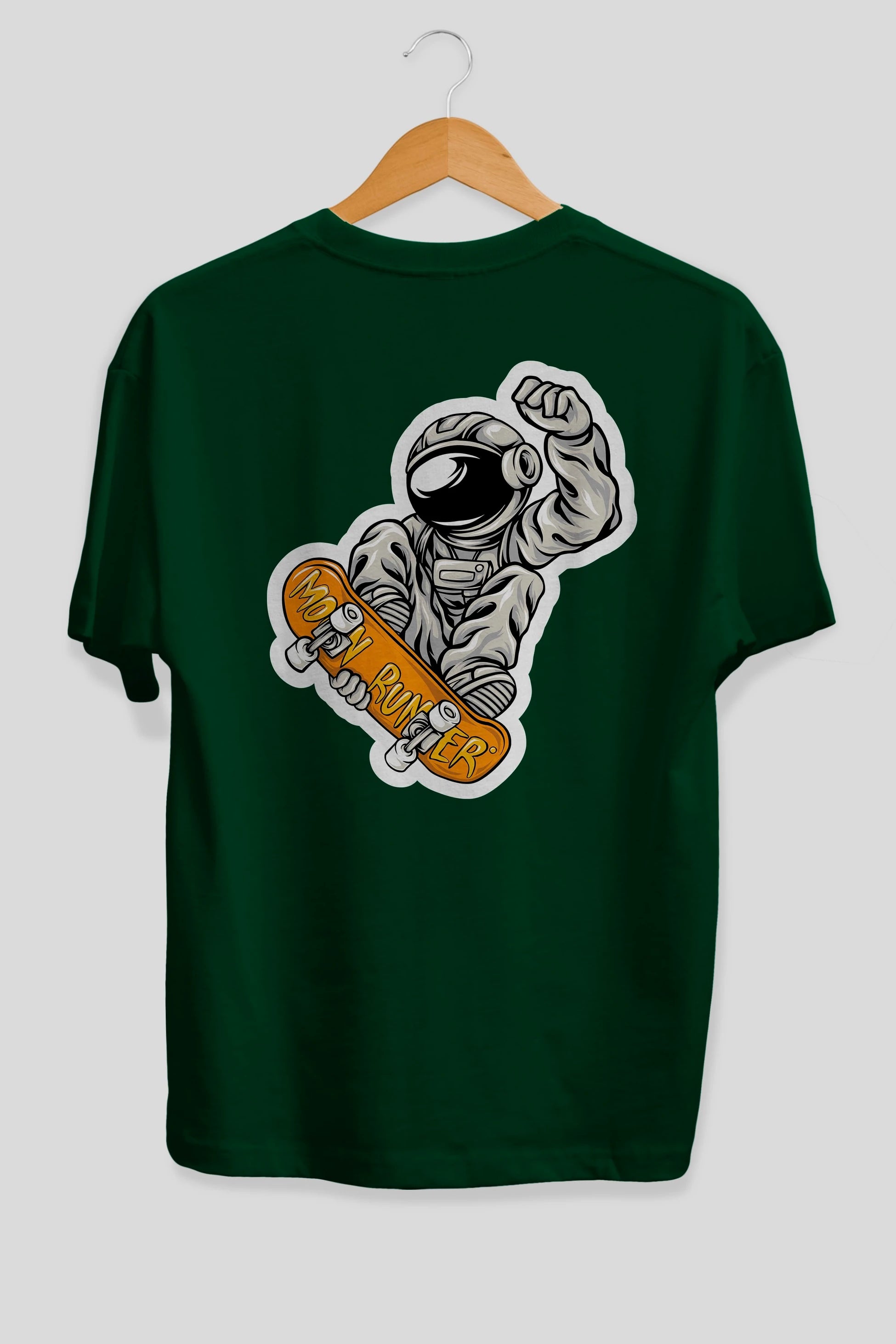 Moon Runner Sticker Arka Baskılı Oversize t-shirt Erkek Kadın Unisex