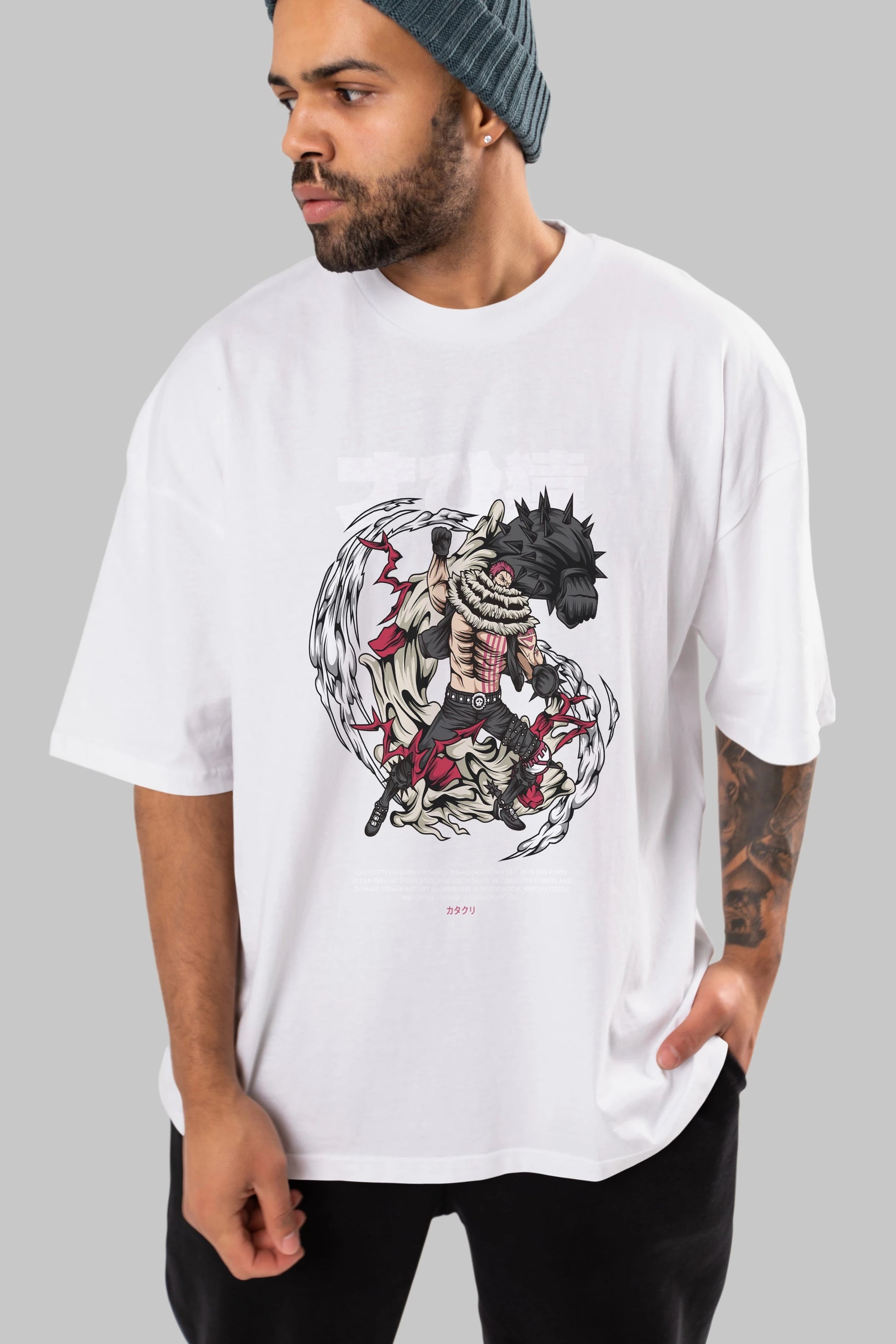 Katakuri Anime Ön Baskılı Oversize t-shirt %100 pamuk Erkek Kadın Unisex