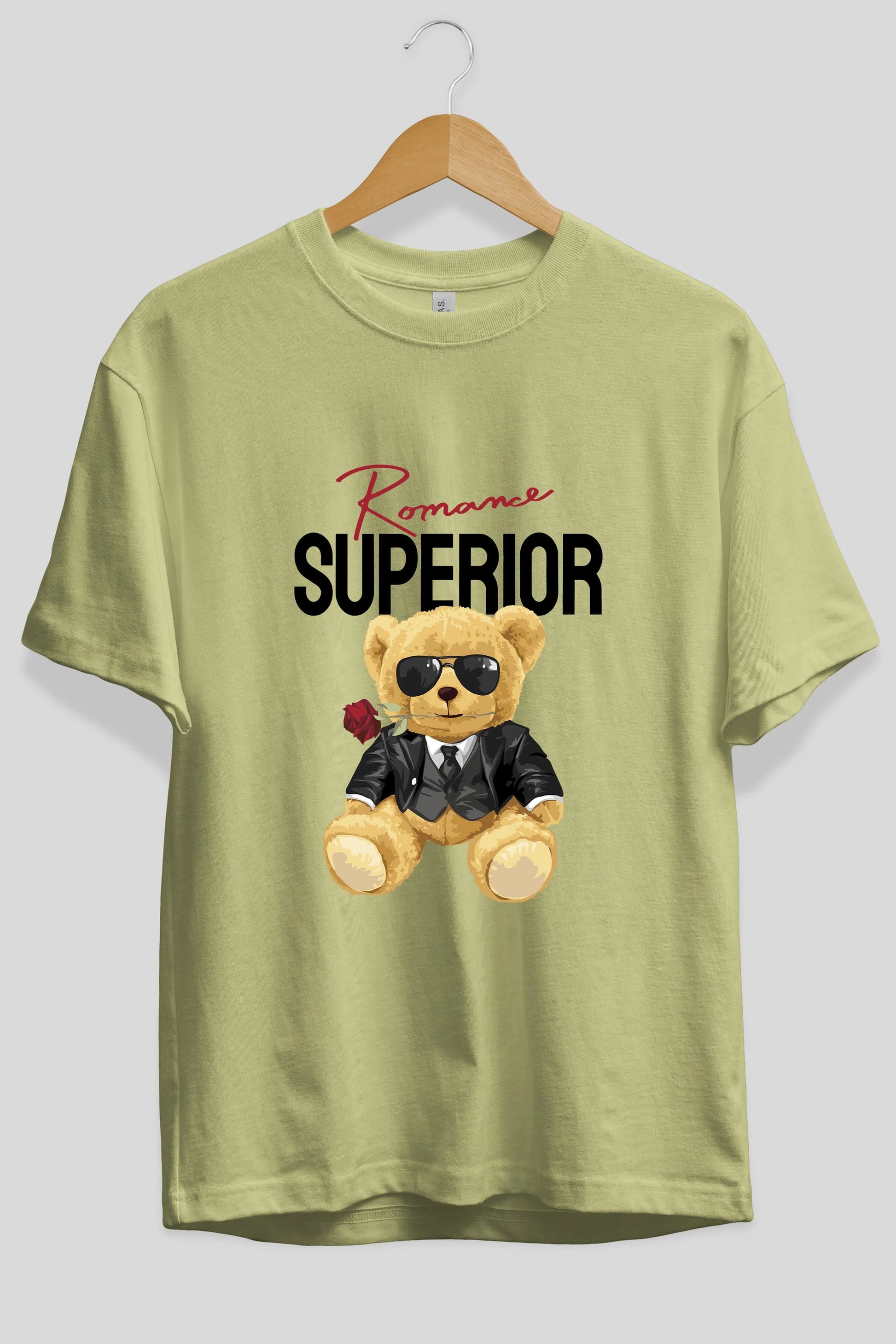 Teddy Bear Romance Superior Ön Baskılı Oversize t-shirt Erkek Kadın Unisex %100 Pamuk