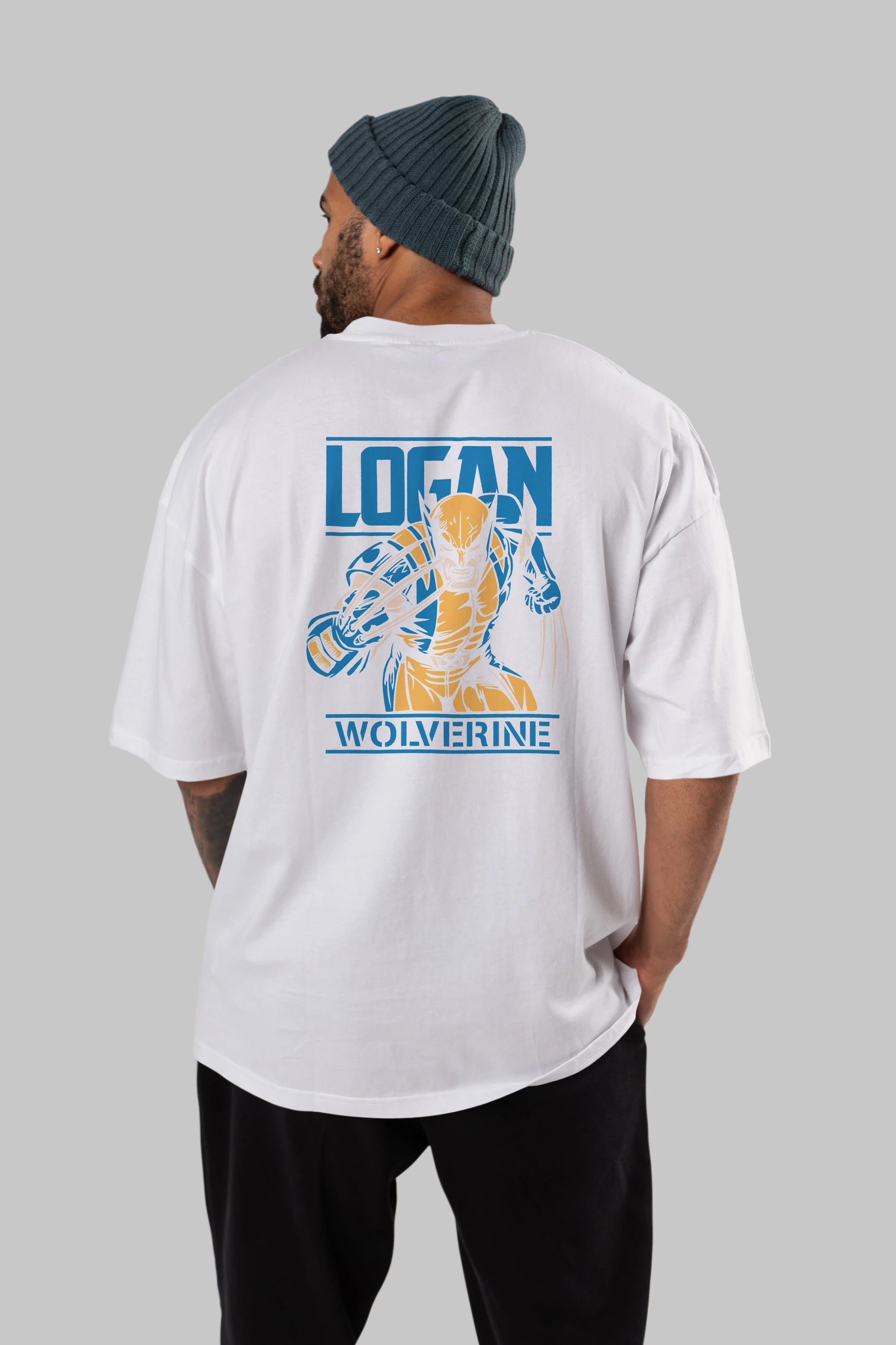 Wolverine Logan Arka Baskılı Oversize t-shirt Erkek Kadın Unisex %100 Pamuk Bisiklet Yaka tişort