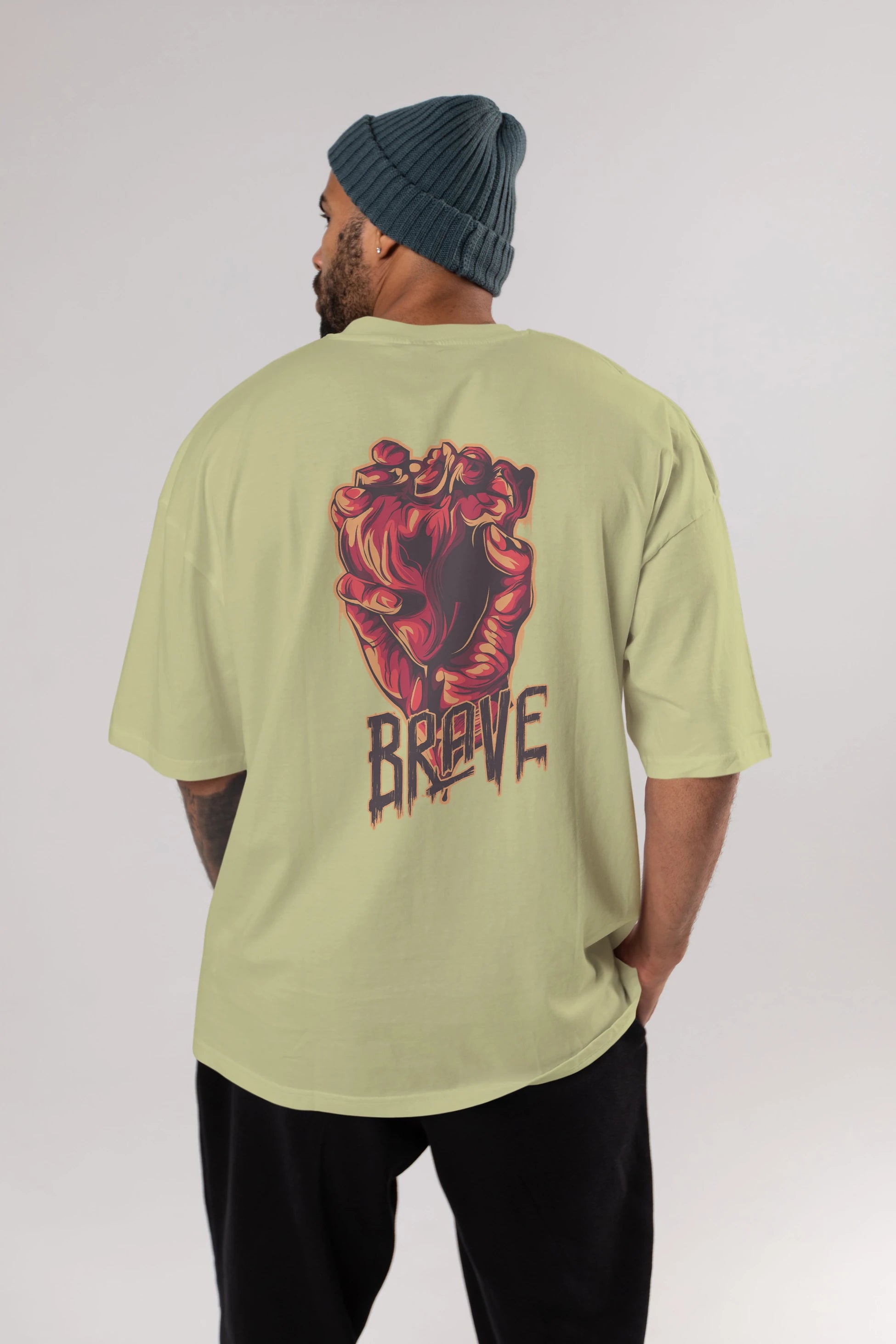 Brave Streetwear Arka Baskılı Oversize t-shirt Erkek Kadın Unisex