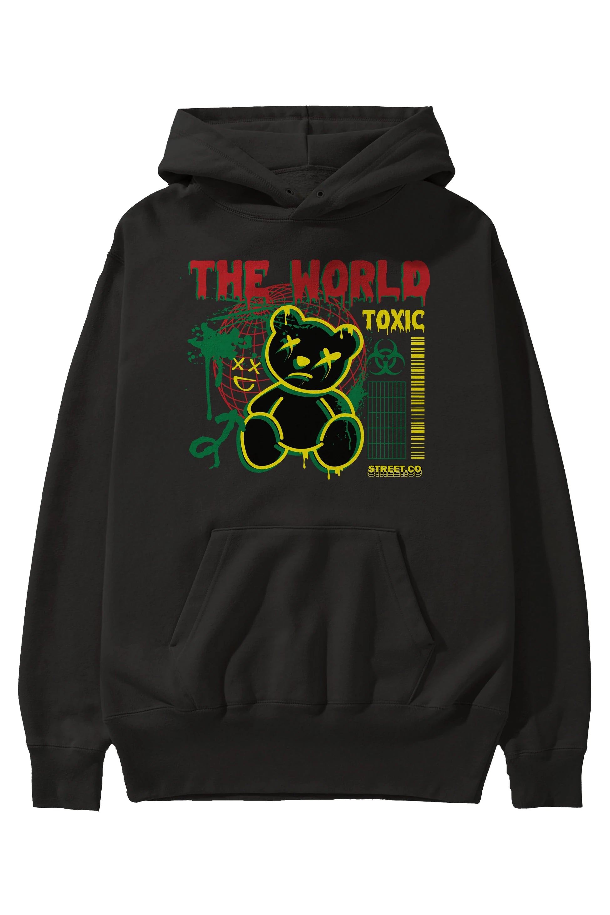 The World Toxic Bear Ön Baskılı Hoodie Oversize Kapüşonlu Sweatshirt Erkek Kadın Unisex