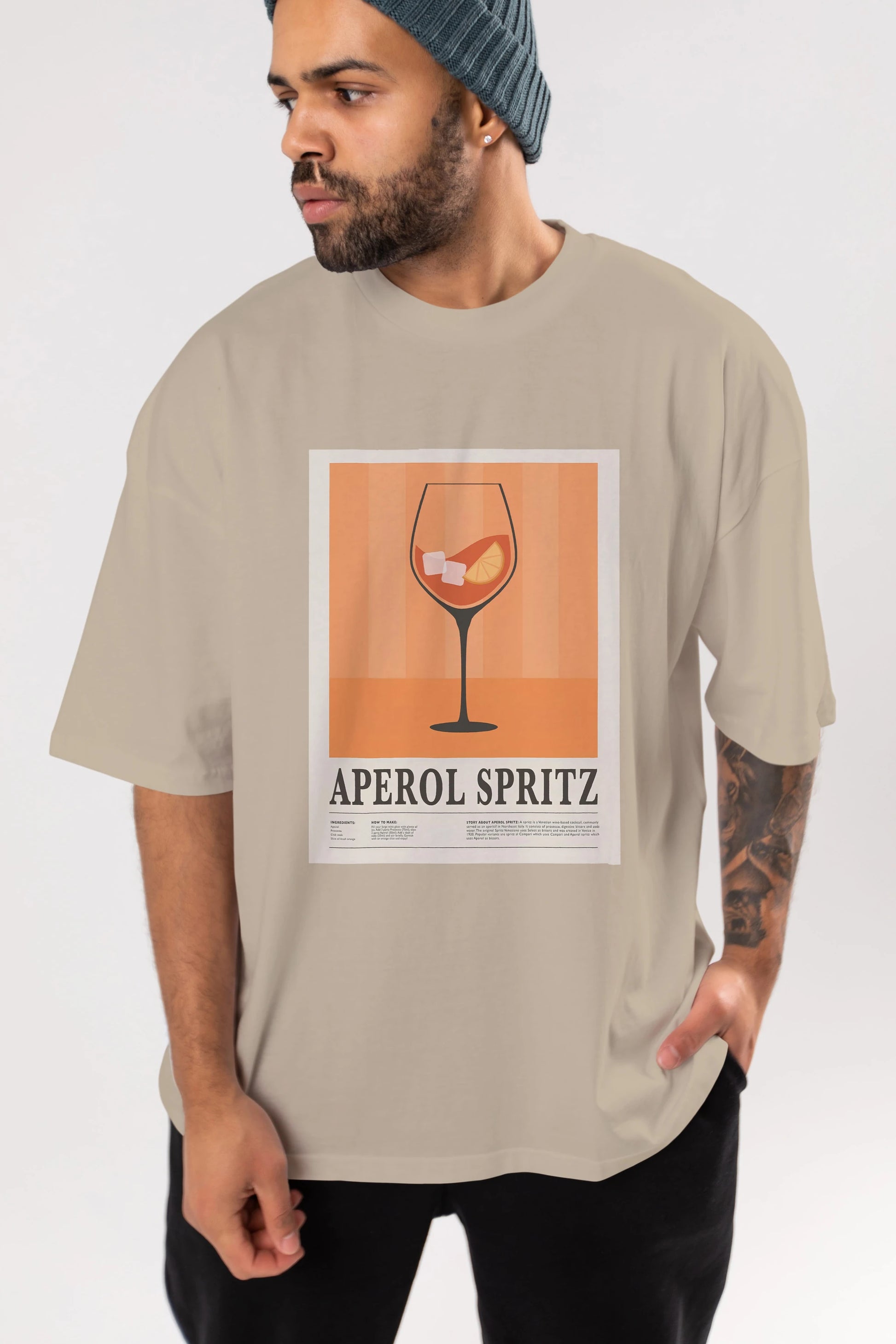Aperol Spritz 8 Ön Baskılı Oversize t-shirt Erkek Kadın Unisex %100 Pamuk Bisiklet Yaka tişort