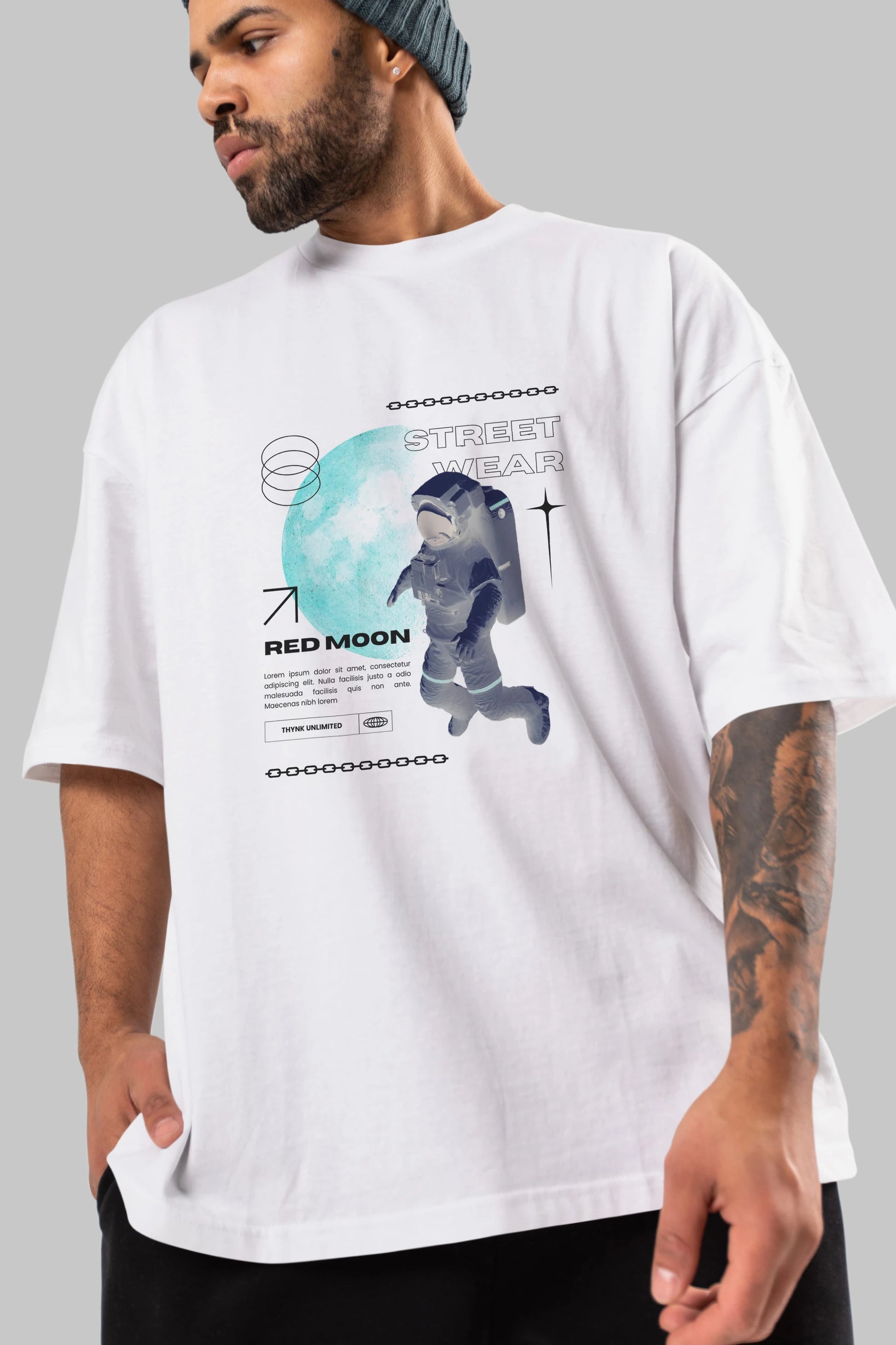 Red Moon Streetwear Ön Baskılı Oversize t-shirt Erkek Kadın Unisex