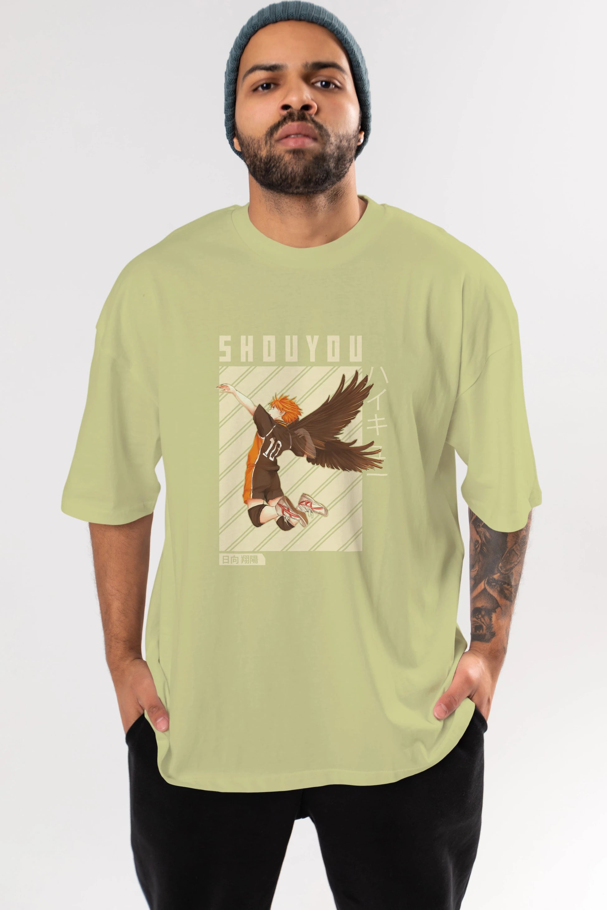 Shouyou Hinata 3 Anime Ön Baskılı Oversize t-shirt %100 pamuk Erkek Kadın Unisex