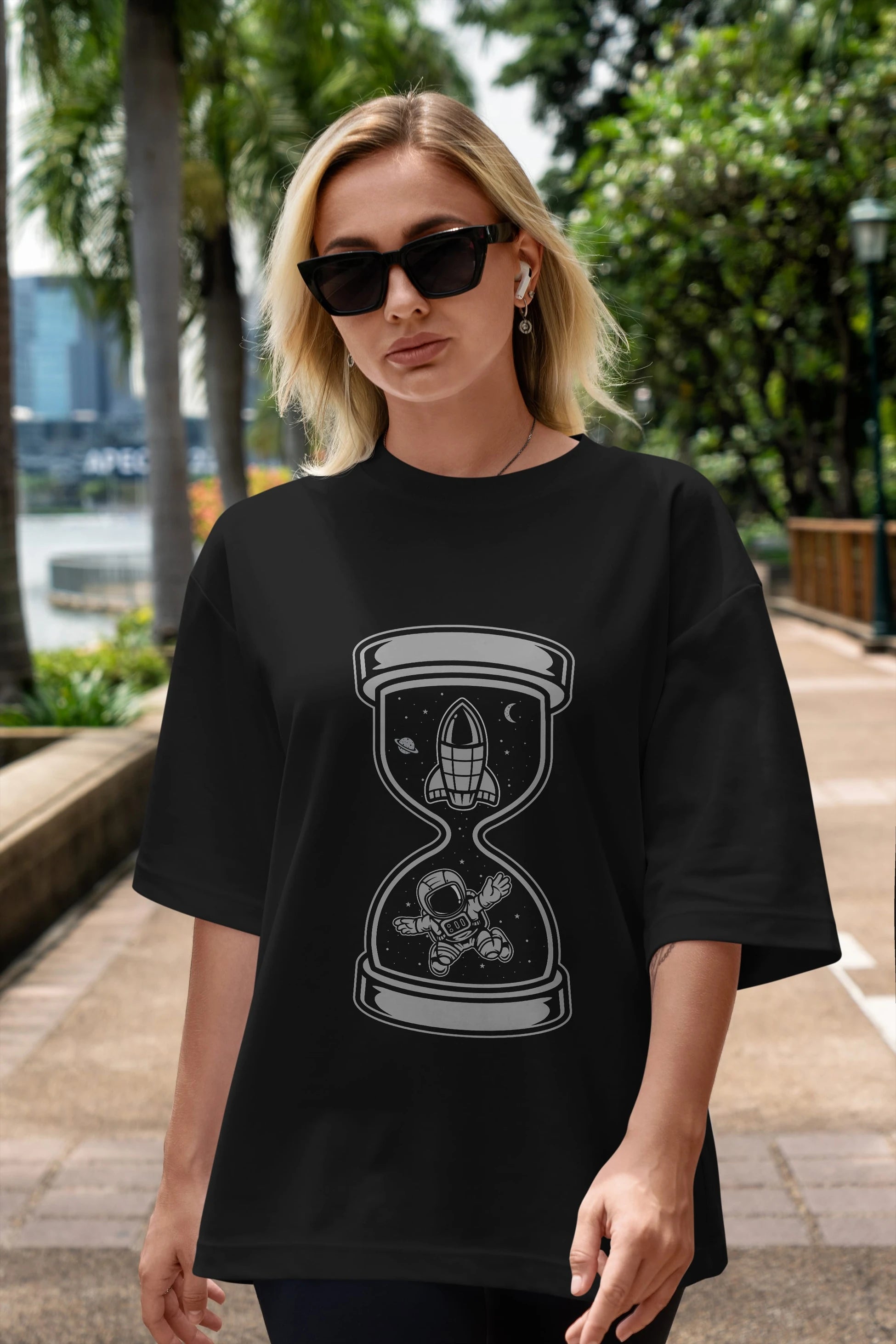 Astronaut Time Ön Baskılı Oversize t-shirt Erkek Kadın Unisex