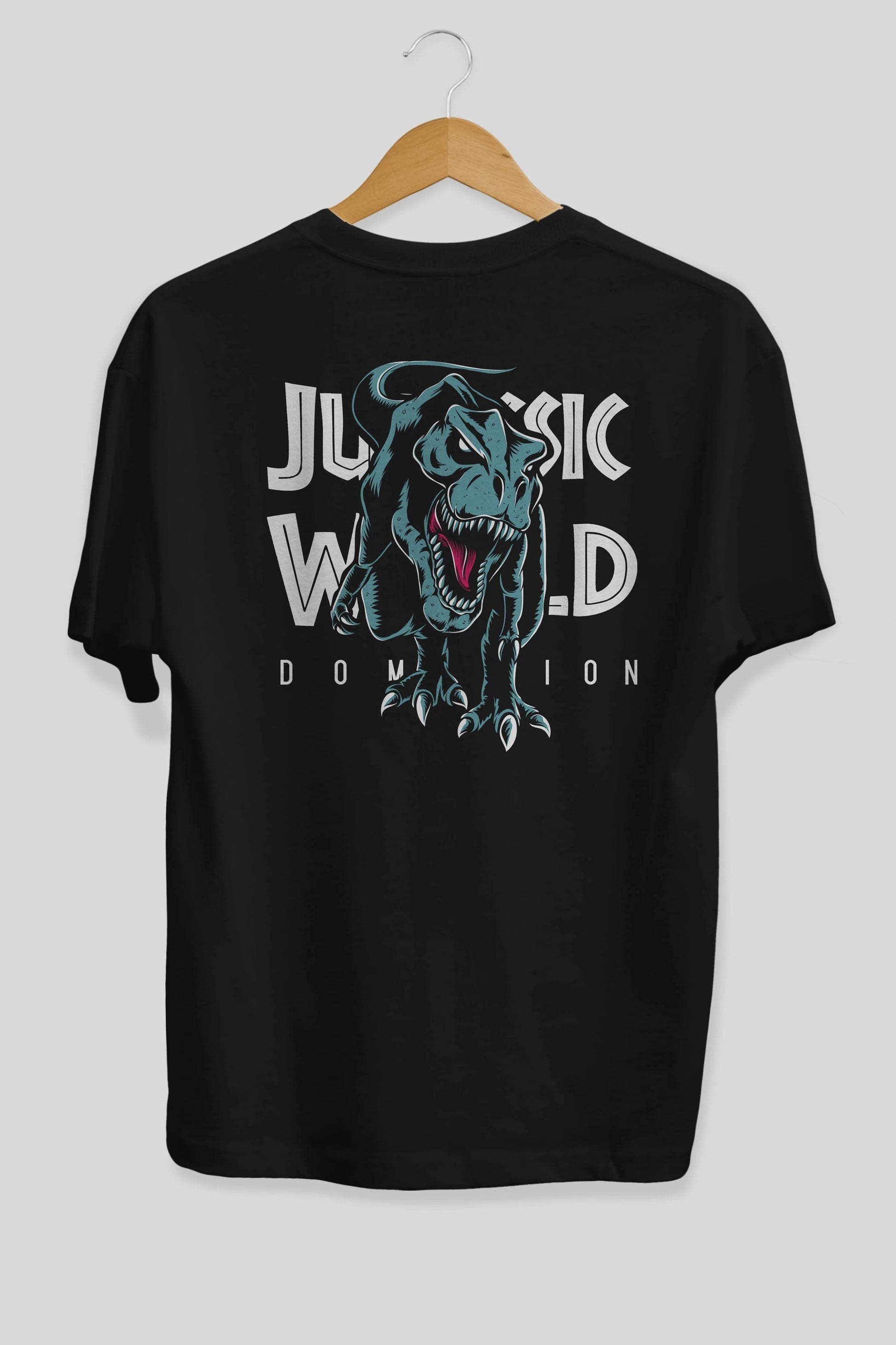 Jurassic Park (1) Arka Baskılı Oversize t-shirt Erkek Kadın Unisex %100 Pamuk Bisiklet Yaka tişort