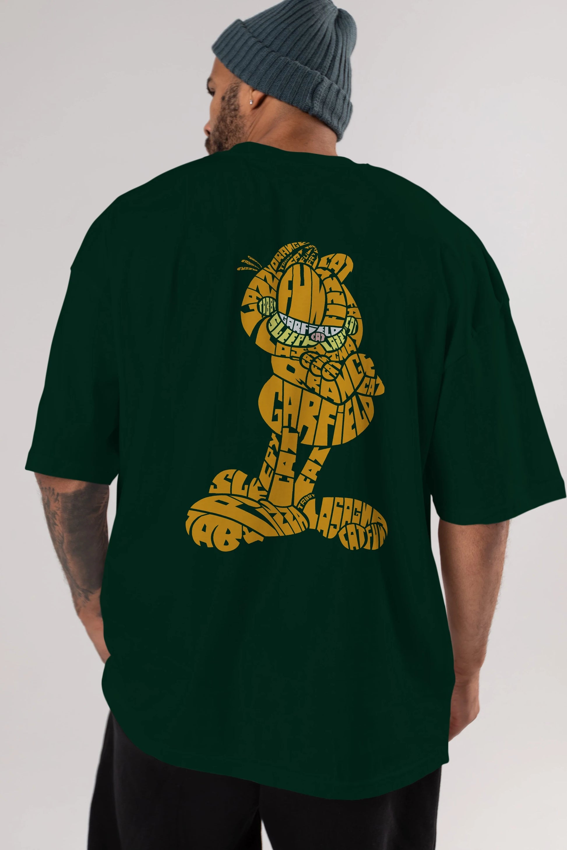 Garfield Arka Baskılı Oversize t-shirt %100 pamuk Erkek Kadın Unisex