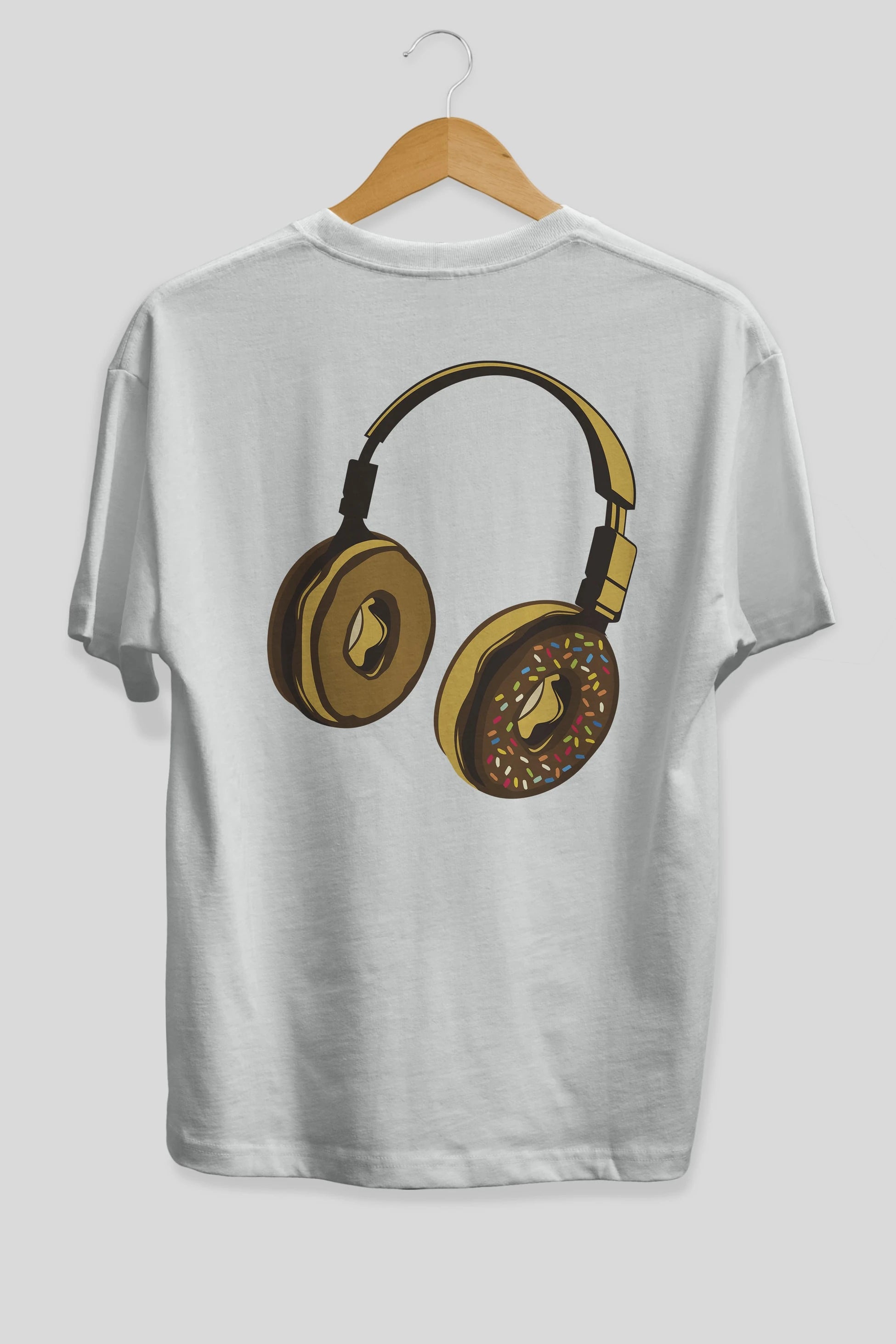 Headphone Donut Arka Baskılı Oversize t-shirt %100 pamuk Erkek Kadın Unisex