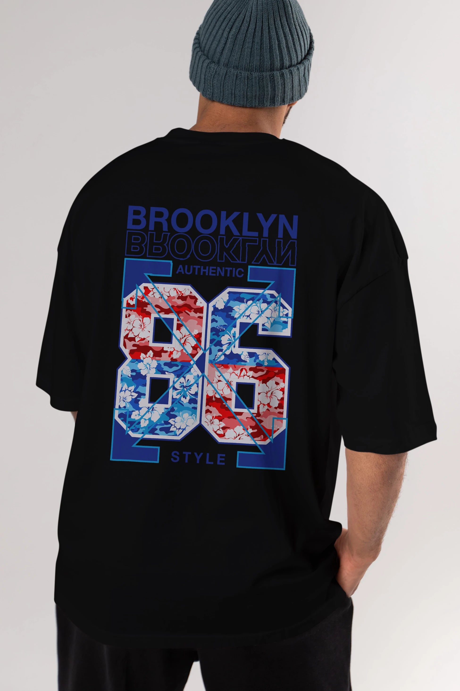 Brooklyn 86 Style Arka Baskılı Oversize t-shirt Erkek Kadın Unisex