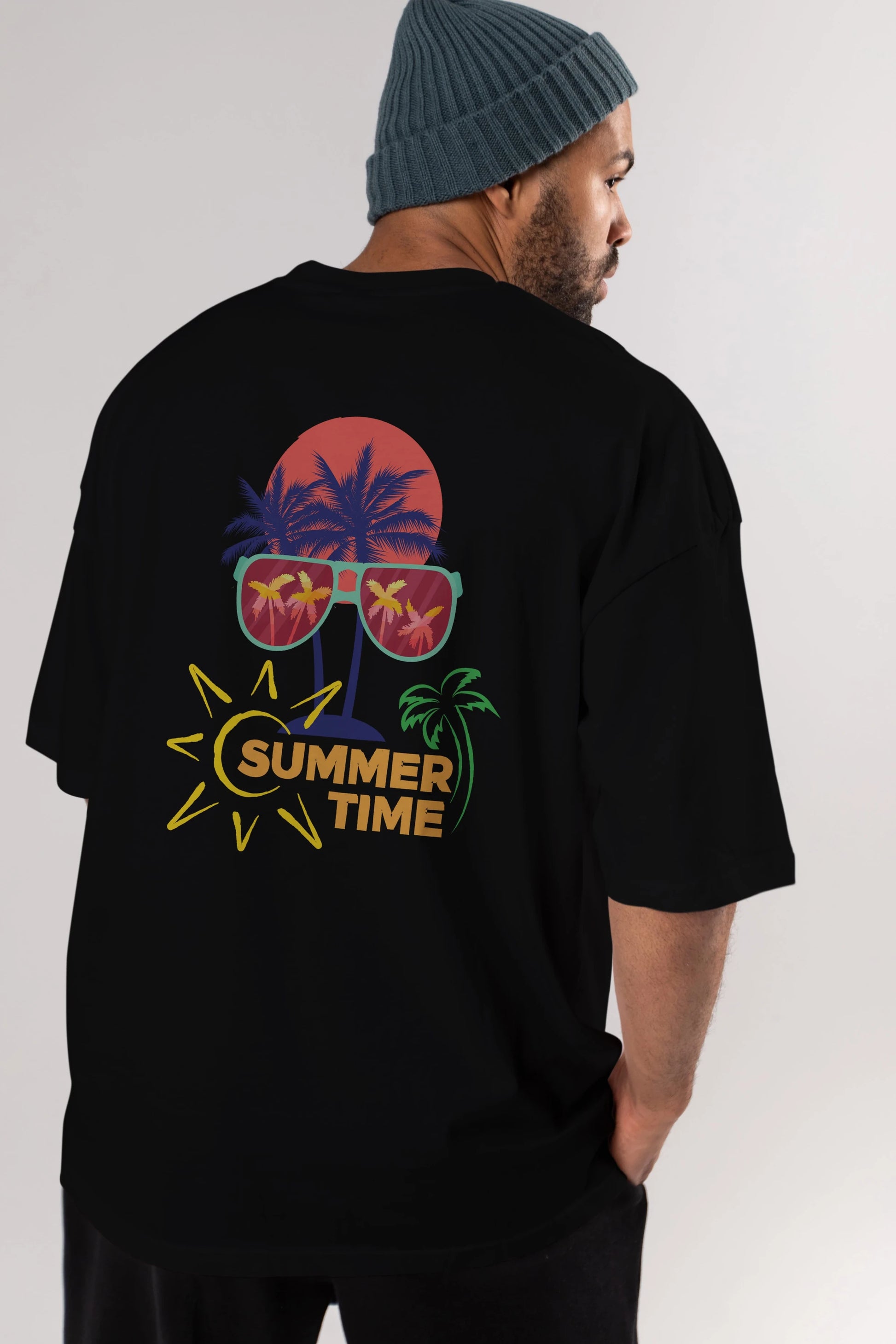 Summer Time Yazılı Arka Baskılı Oversize t-shirt Erkek Kadın Unisex