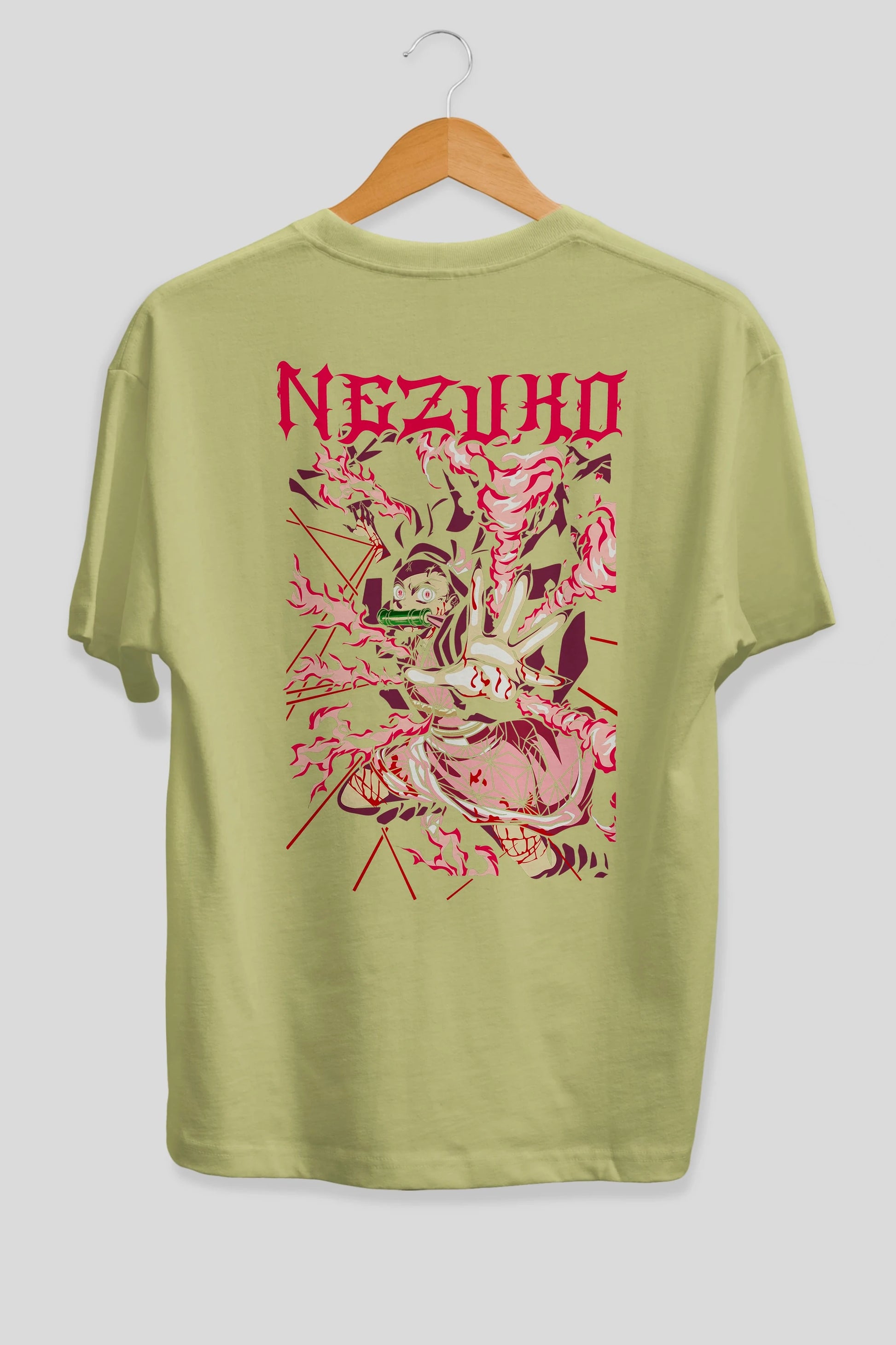 NEZUKO KAMADO Anime Arka Baskılı Oversize t-shirt Erkek Kadın Unisex