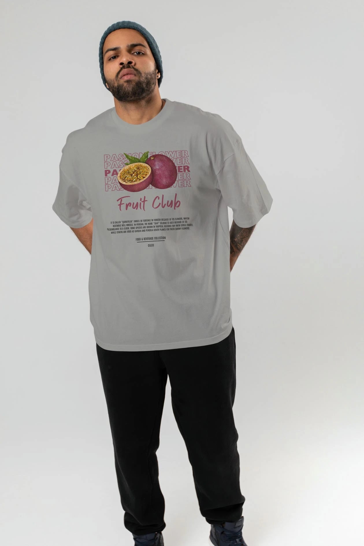 Passionflower Ön Baskılı Oversize t-shirt Erkek Kadın Pamuk Bisiklet Yaka tişort